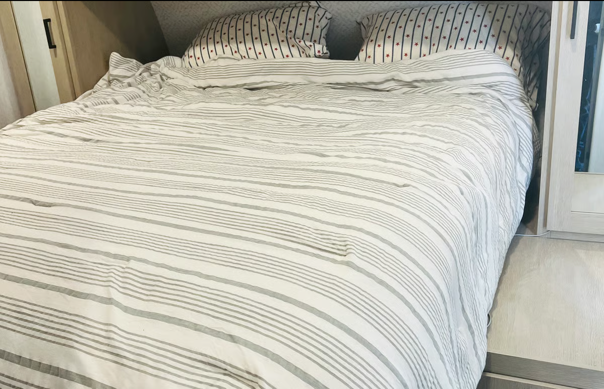 Master bedroom with a upgraded queen mattress with a pillow top.