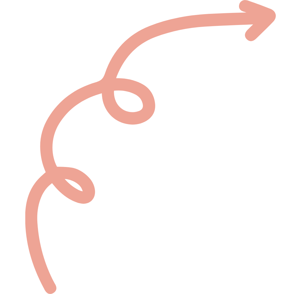 Illustration of a pink curved arrow with two loops, pointing upwards and to the right.