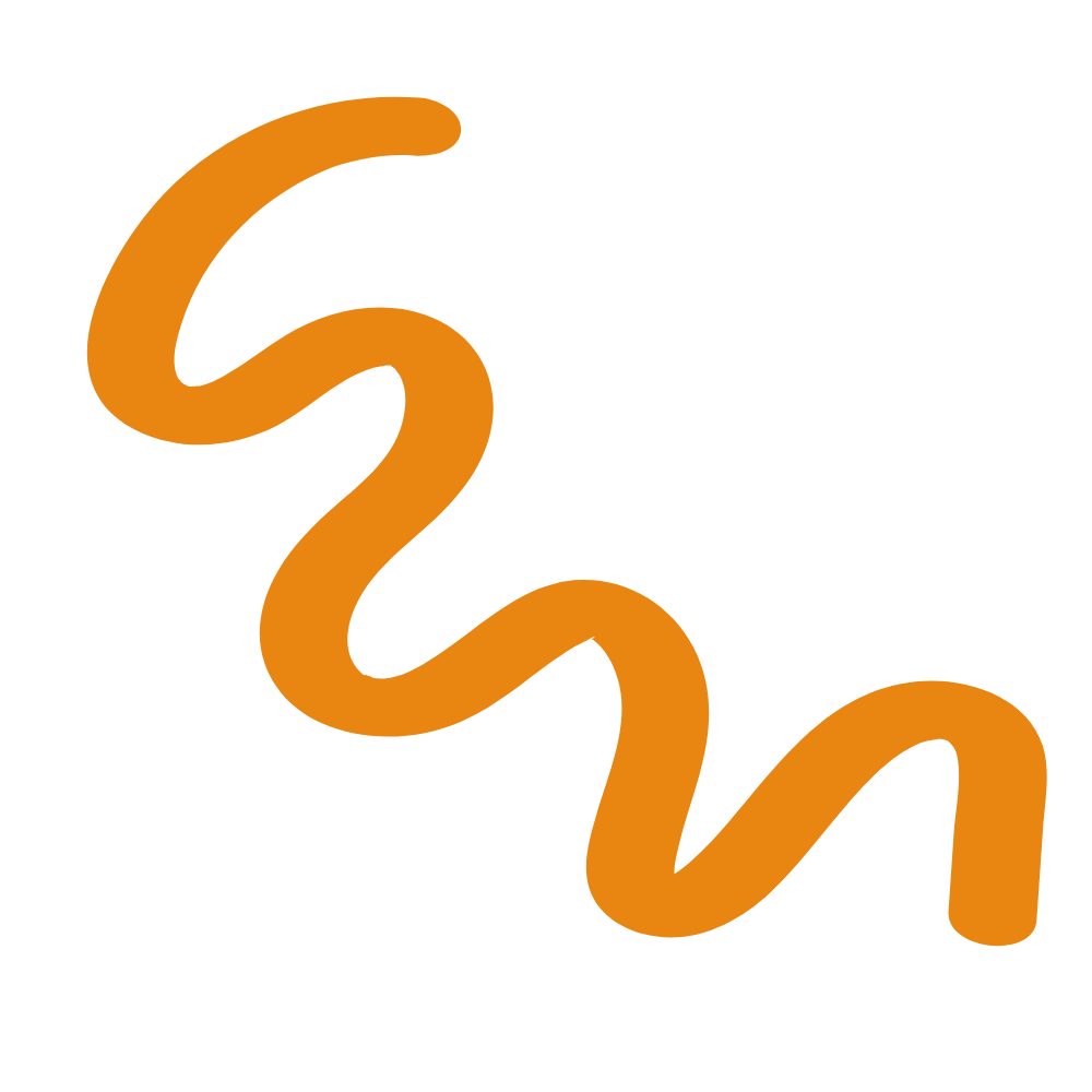 An orange, wavy line zigzags across a black background.