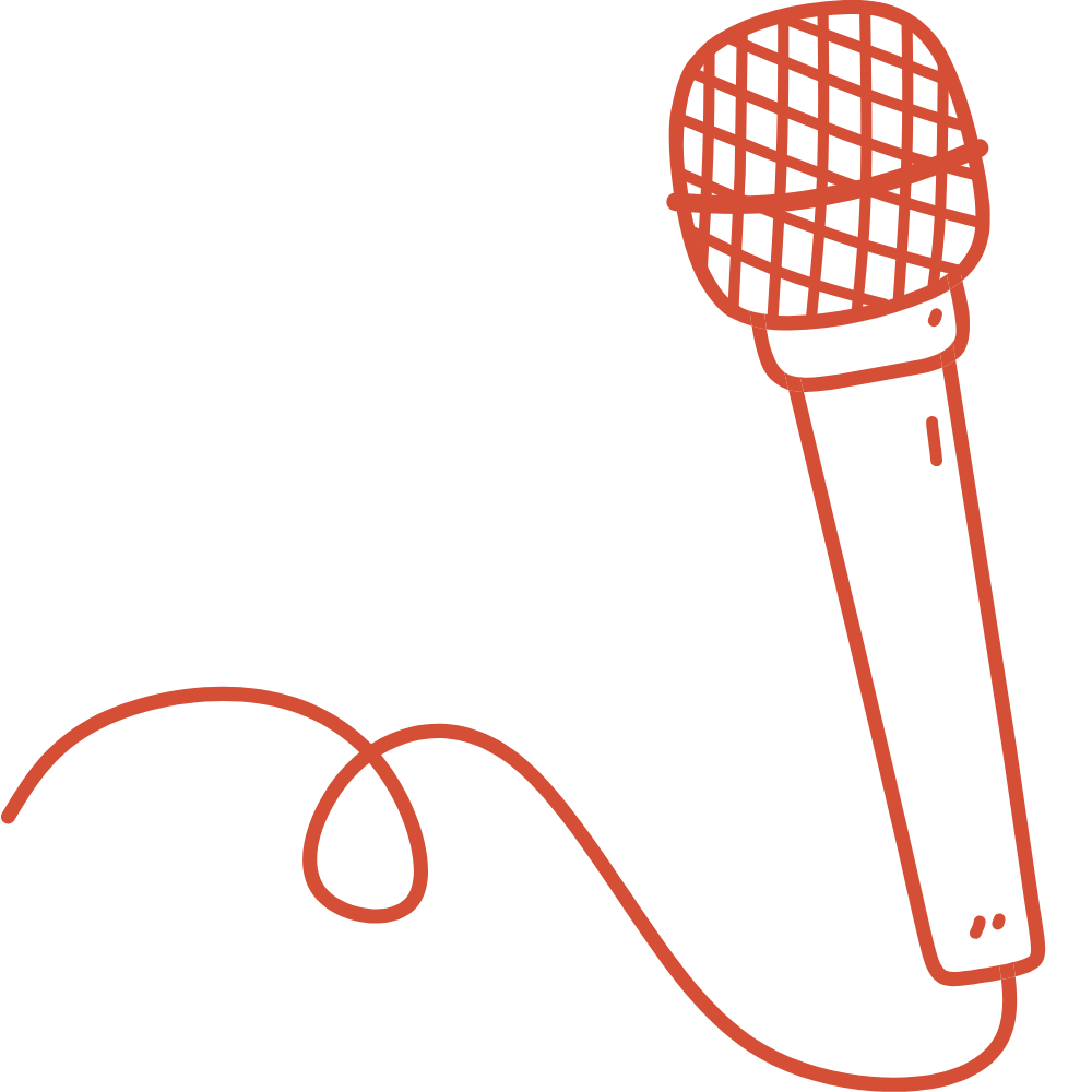 Line drawing of a microphone on a cord.