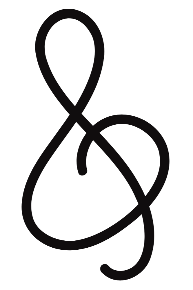 Black calligraphy-style ampersand symbol on a transparent background.