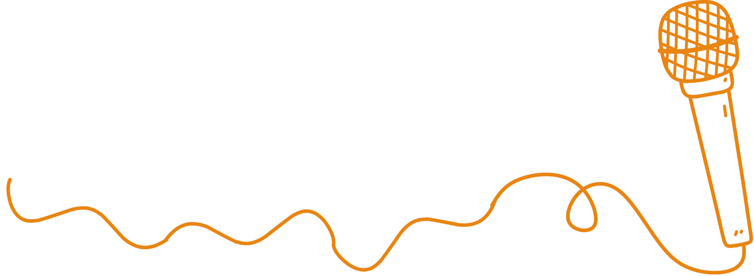 Outline of a wired microphone with its cord extending across the image.