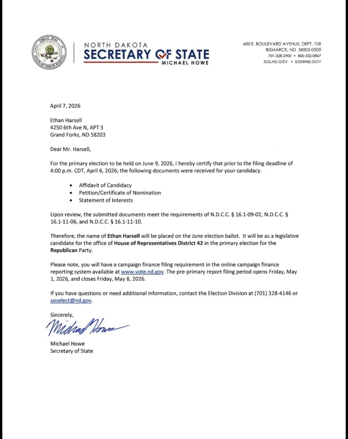 Officially on the Ballot