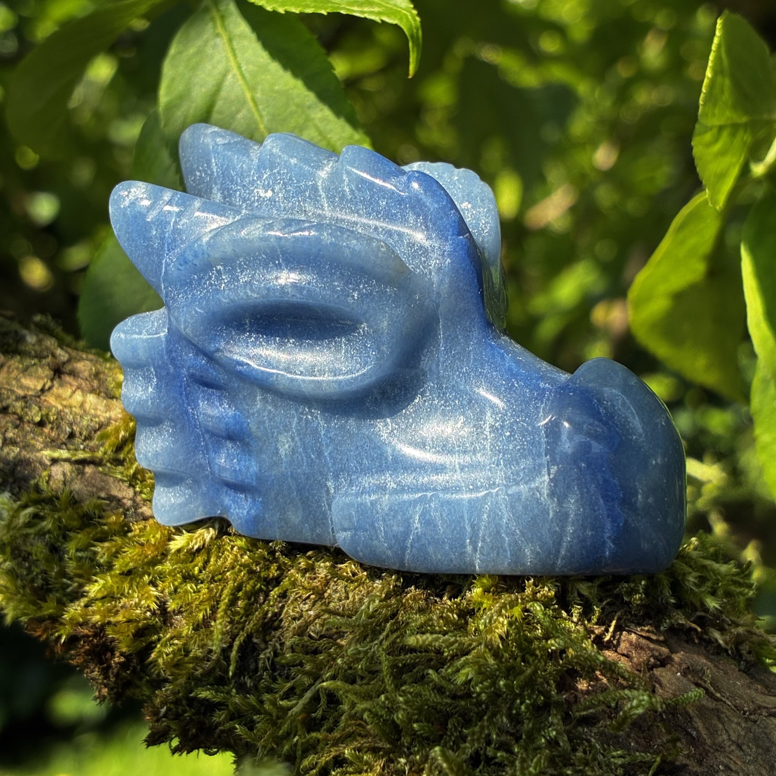Blue Quartz Dragon Carving – Brazil, 100g