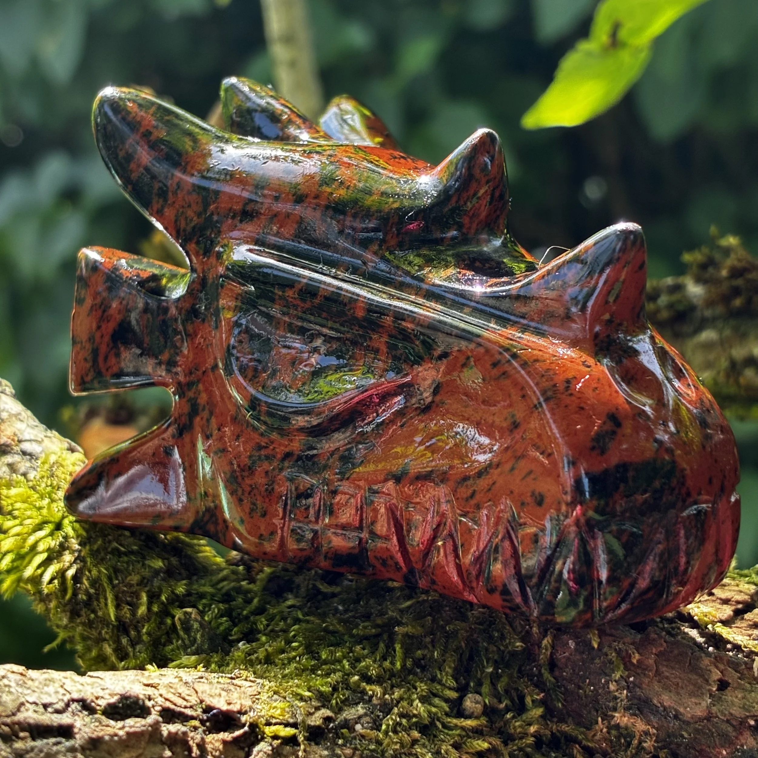 Mahogany Obsidian Dragon Carving, 162g