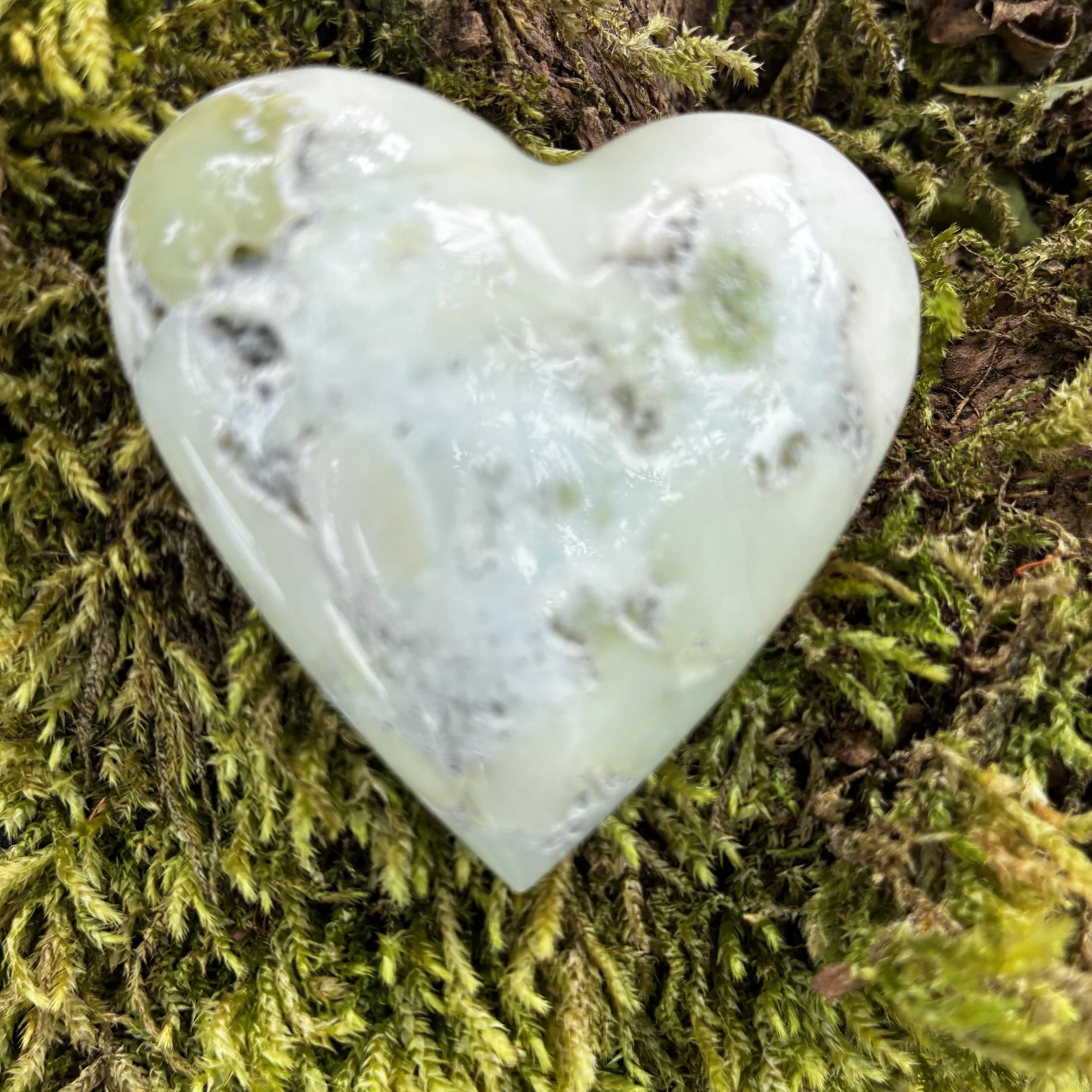 Chrysoprase  Crystal Brazilian Carved Heart, 74g