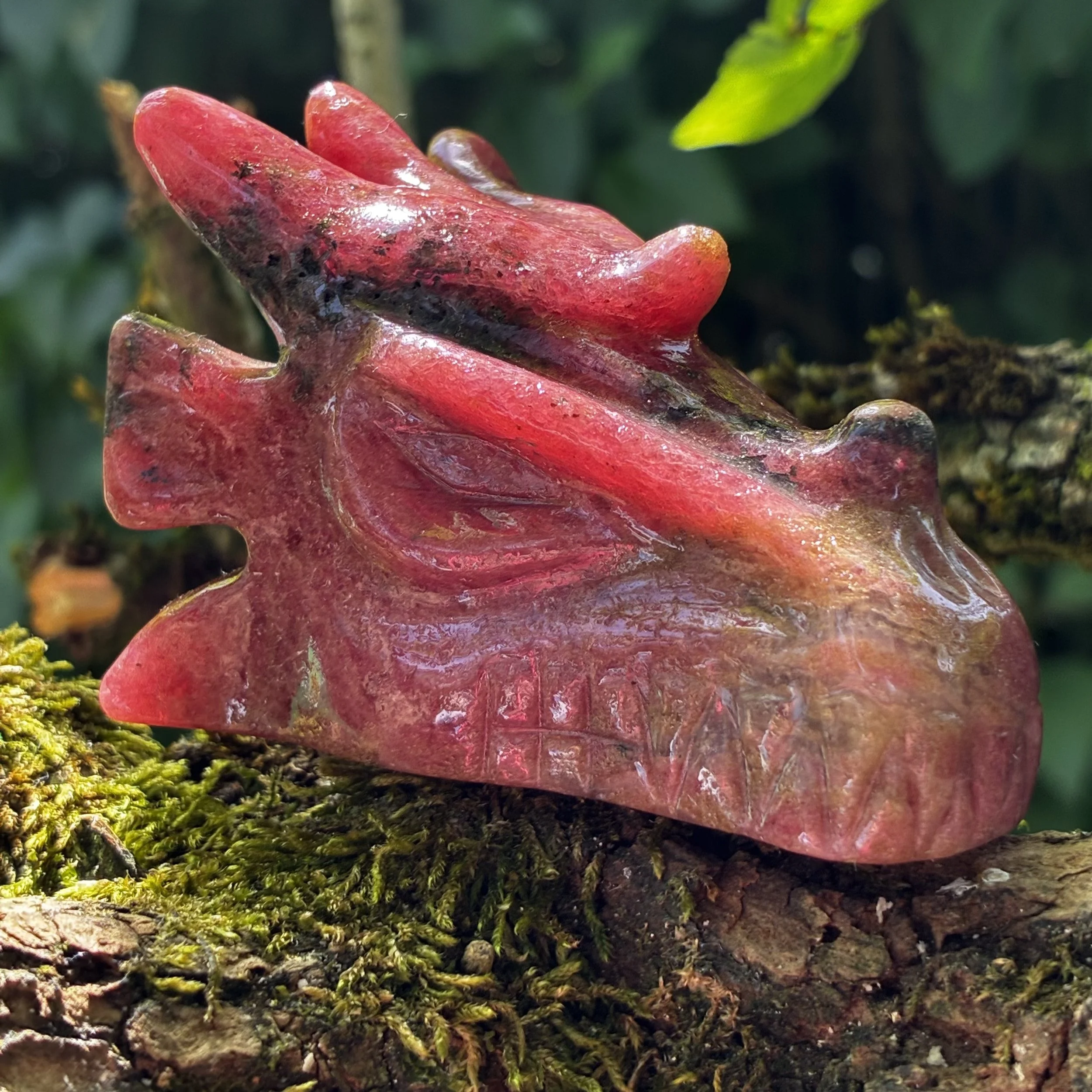 Top Quality Rhodonite Dragon Carving from Brazil, 188g