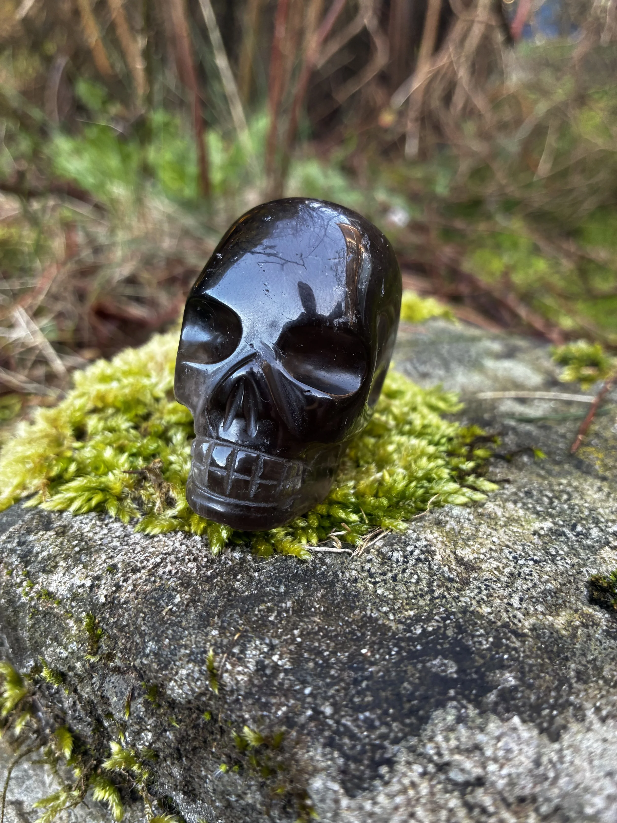 Brazilian Carved Smokey Quartz Crystal Skull, 115g, 2.7