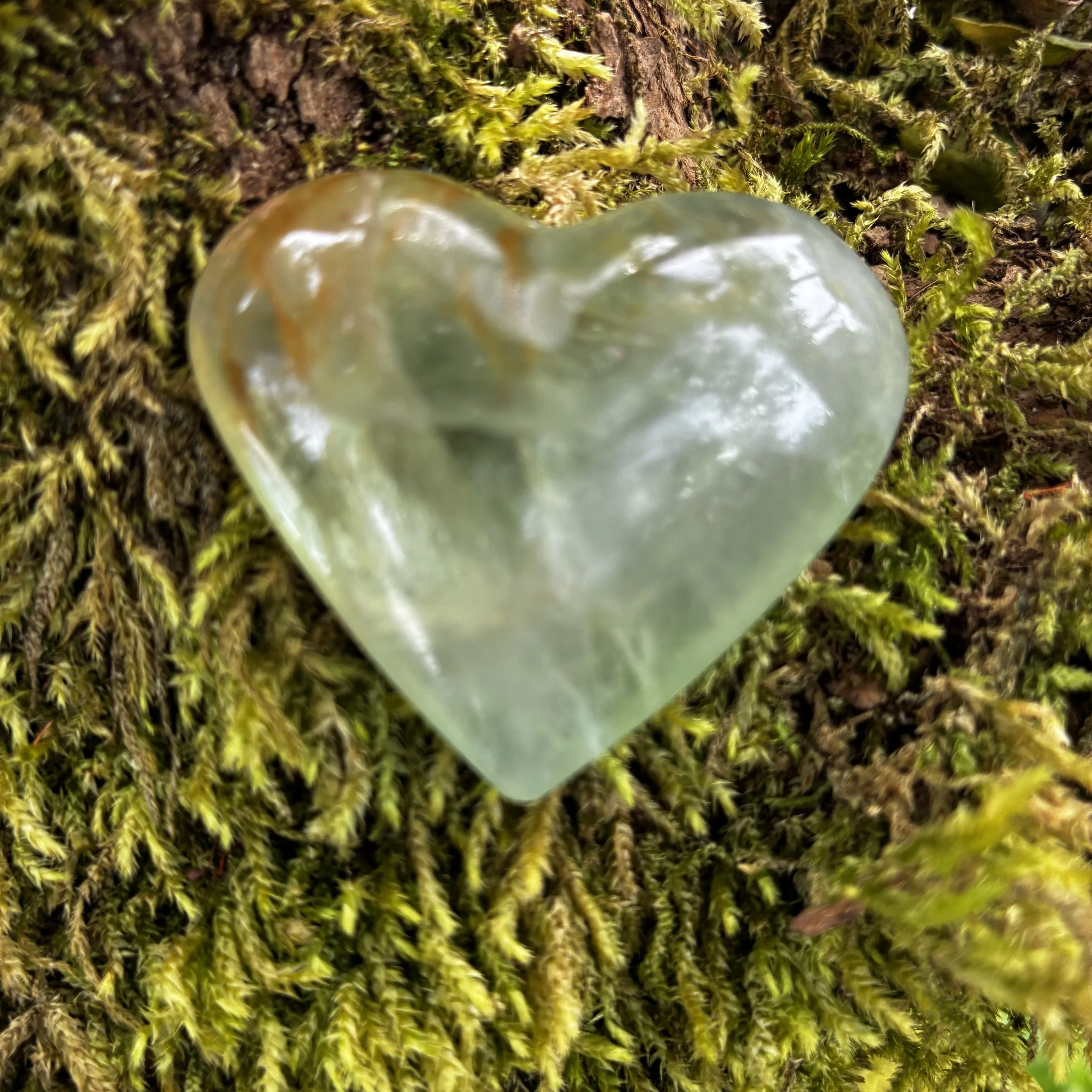 Green Fluorite Crystal Brazilian Carved Heart, 47g