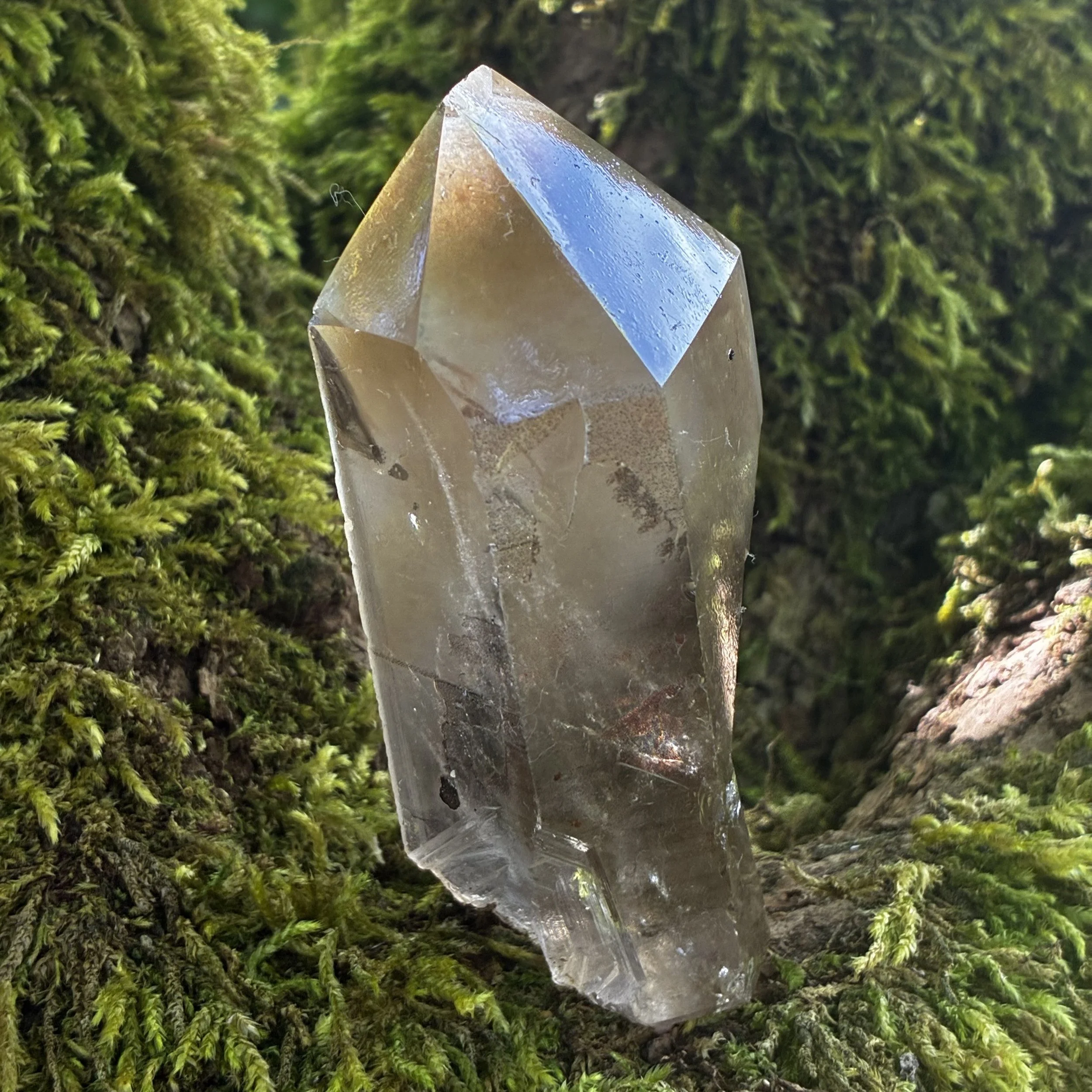 Rare Manifestation Brazilian Clear Quartz Crystal Point, 190g