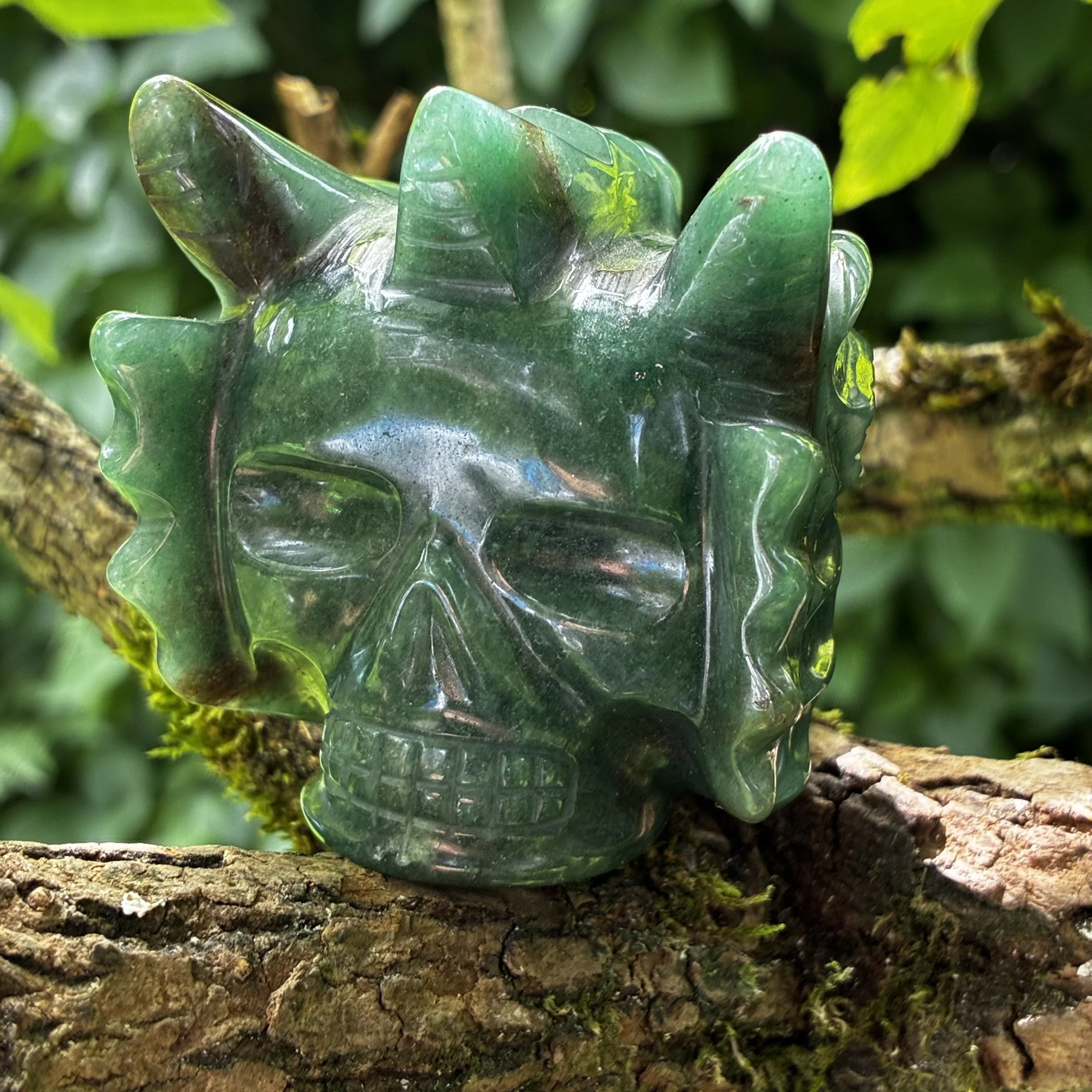 Guardian of Two Realms – Brazilian Green Quartz Dragon & Skull Carving, 322g