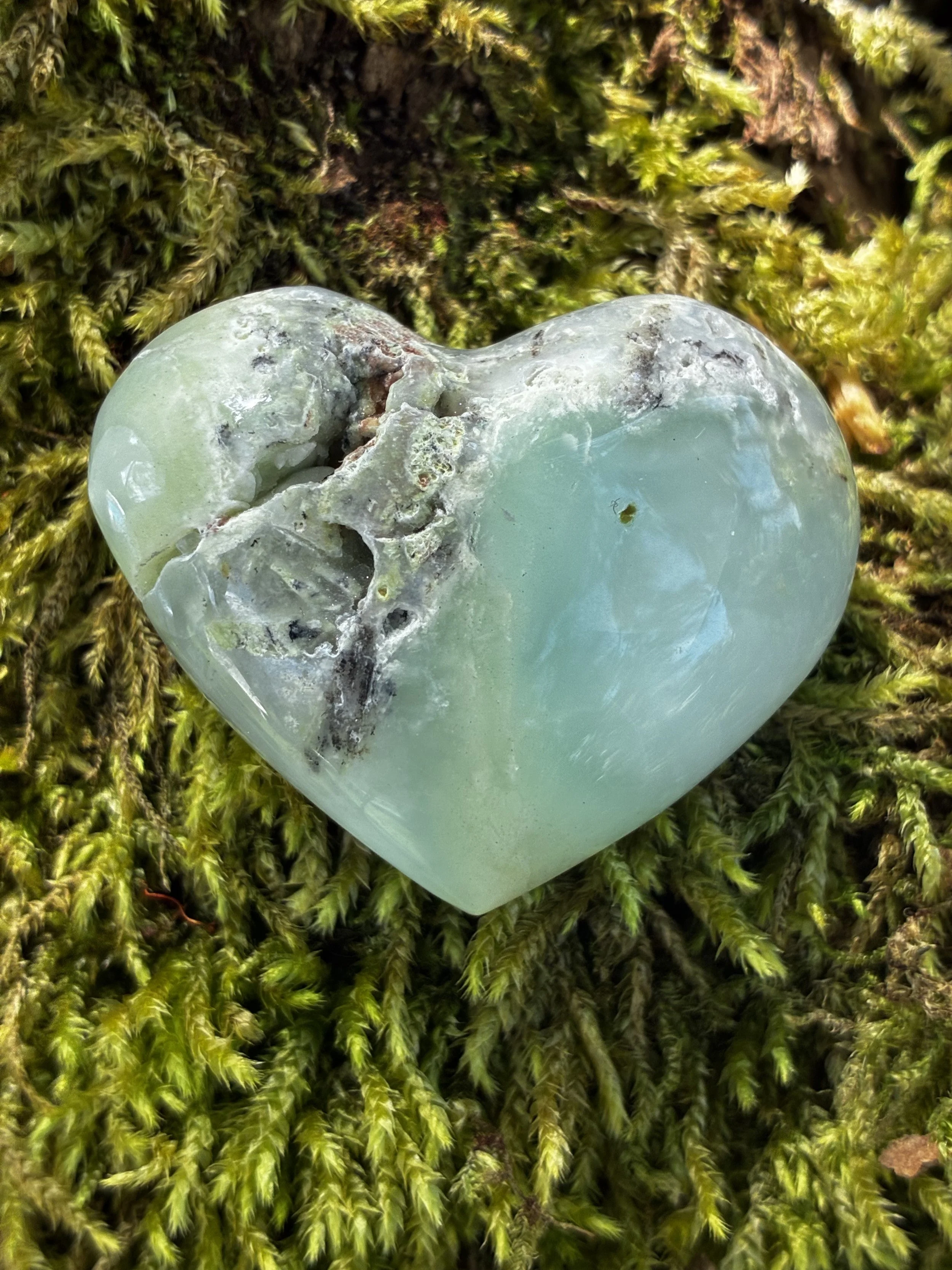 Chrysoprase  Crystal Brazilian Carved Heart, 34g
