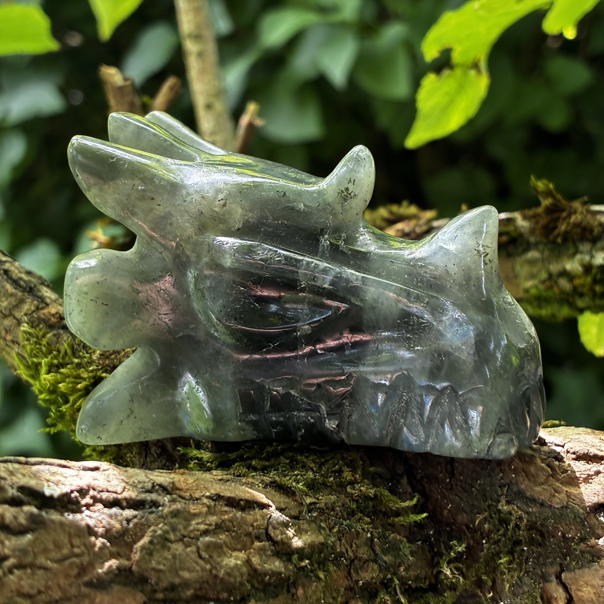 Iridesca: Brazilian Carved Labradorite Dragon, 145g