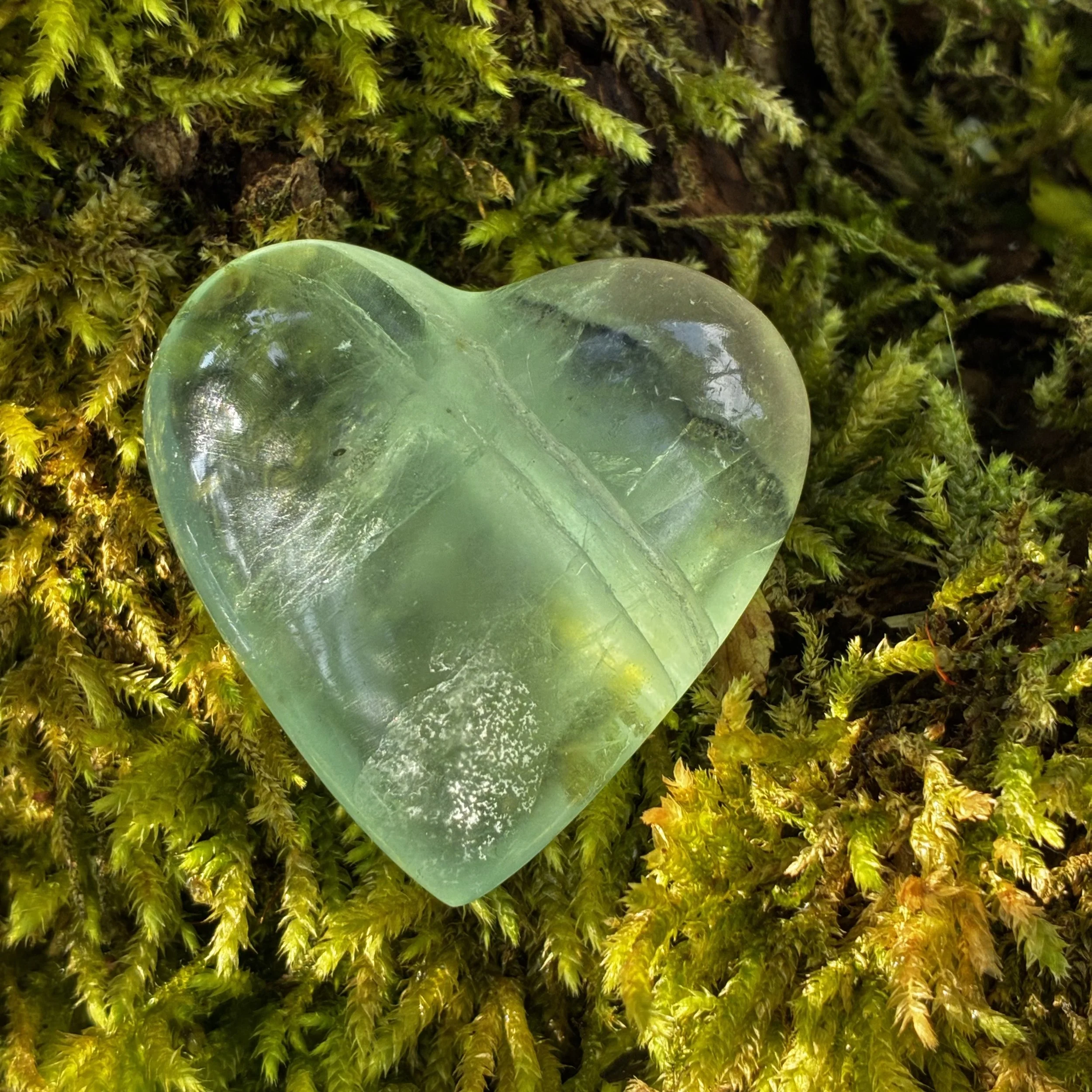 Rainbow Fluorite Crystal Brazilian Carved Heart, 51g