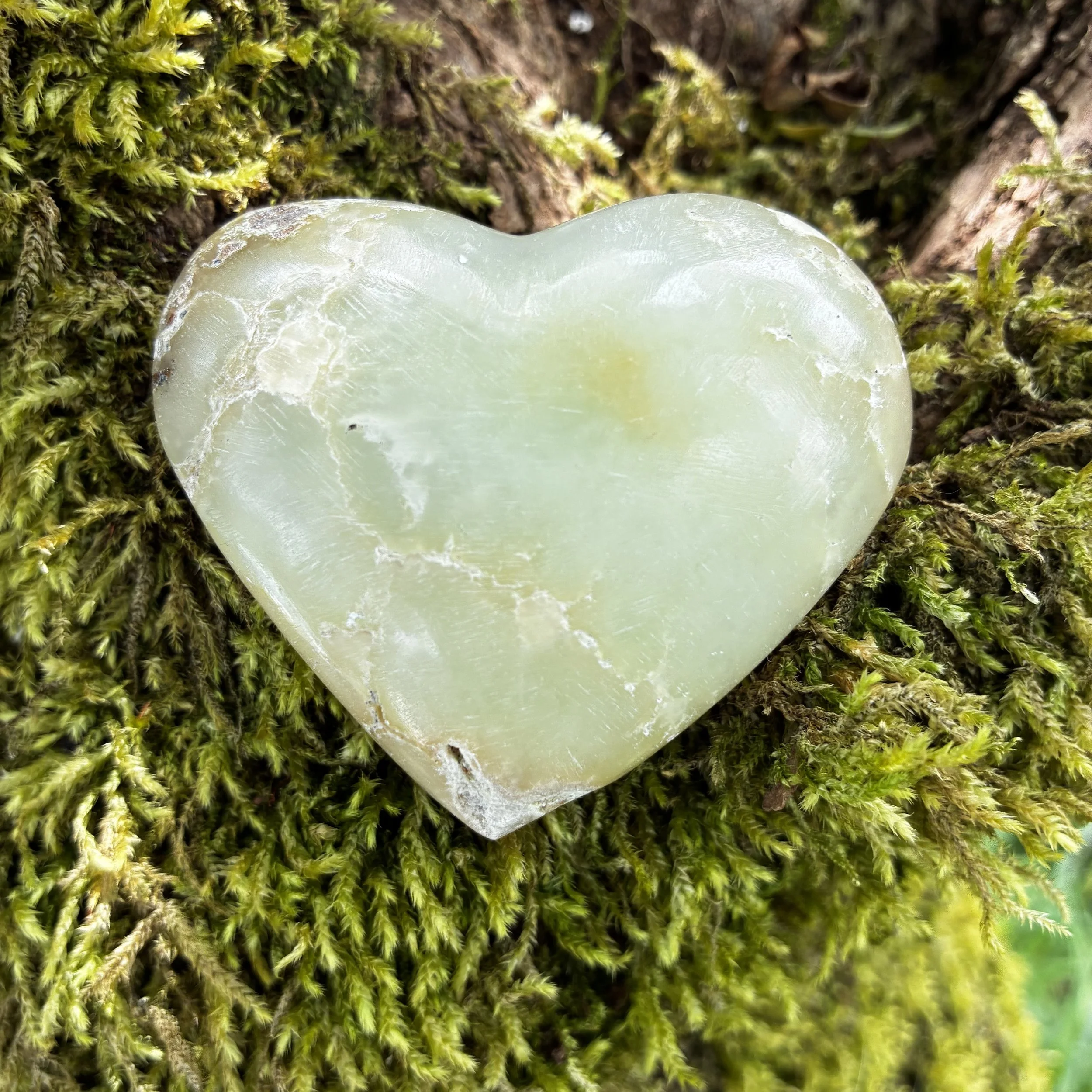 Chrysoprase  Crystal Brazilian Carved Heart, 118g