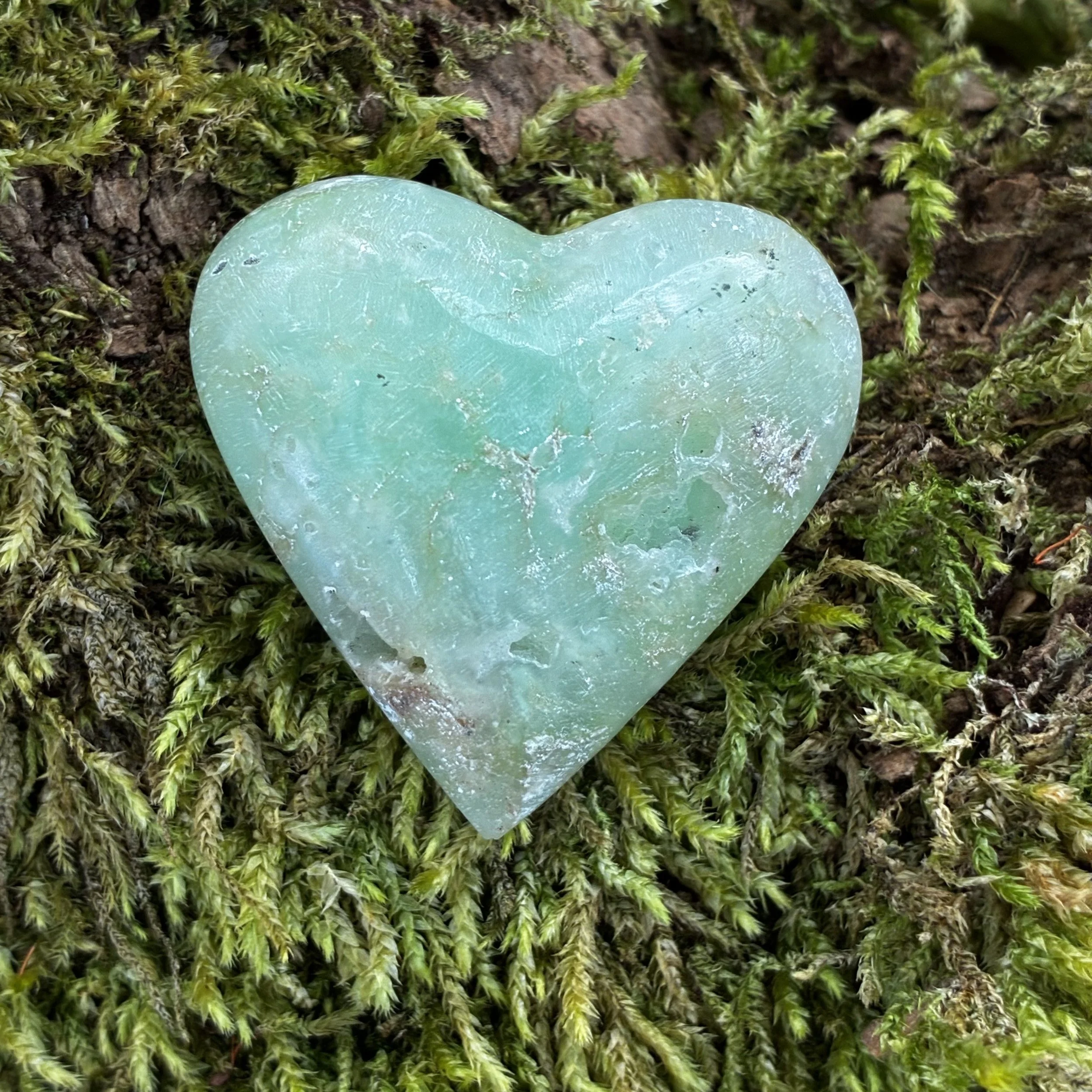 Chrysoprase  Crystal Brazilian Carved Heart, 33g