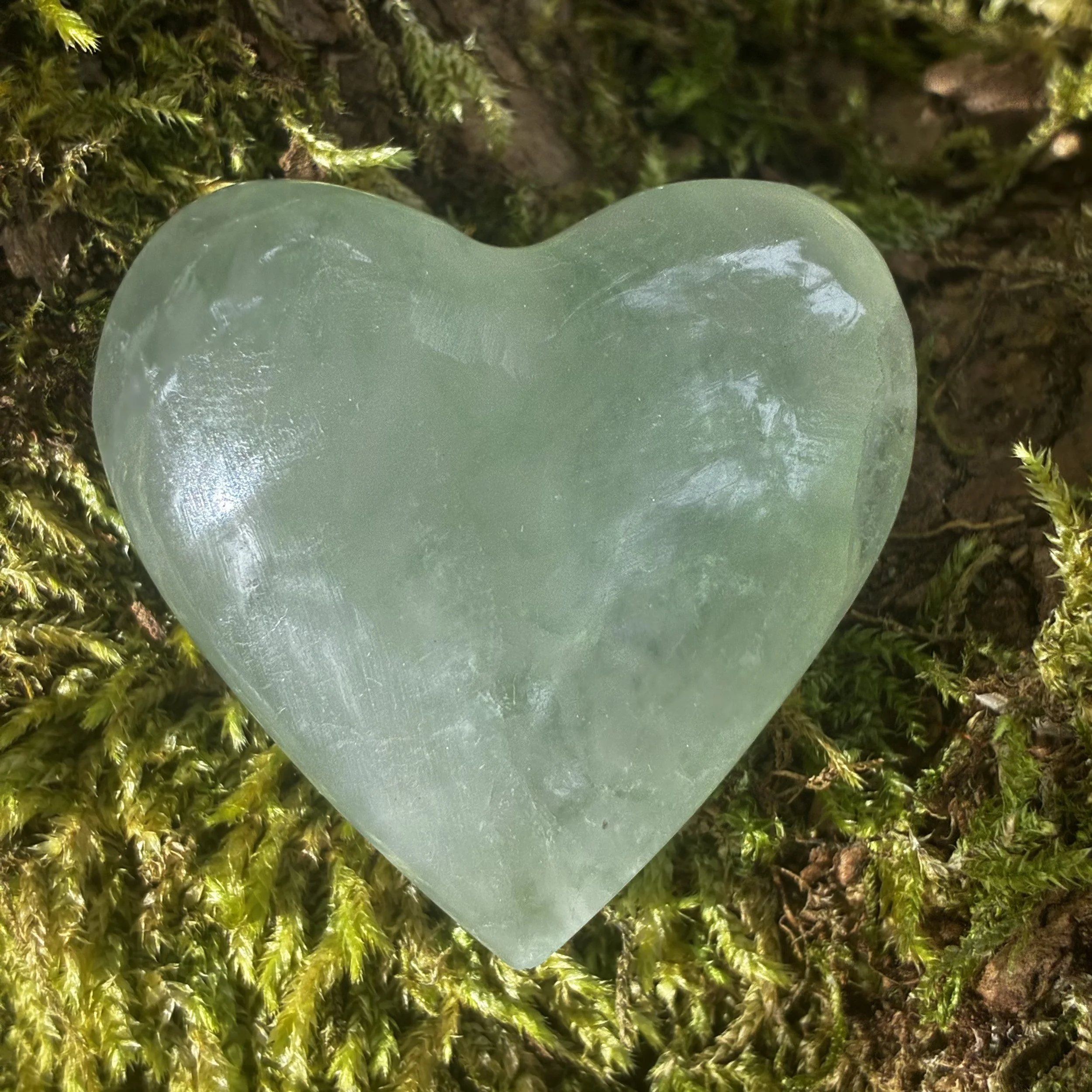 Rainbow Fluorite Crystal Brazilian Carved Heart, 53g