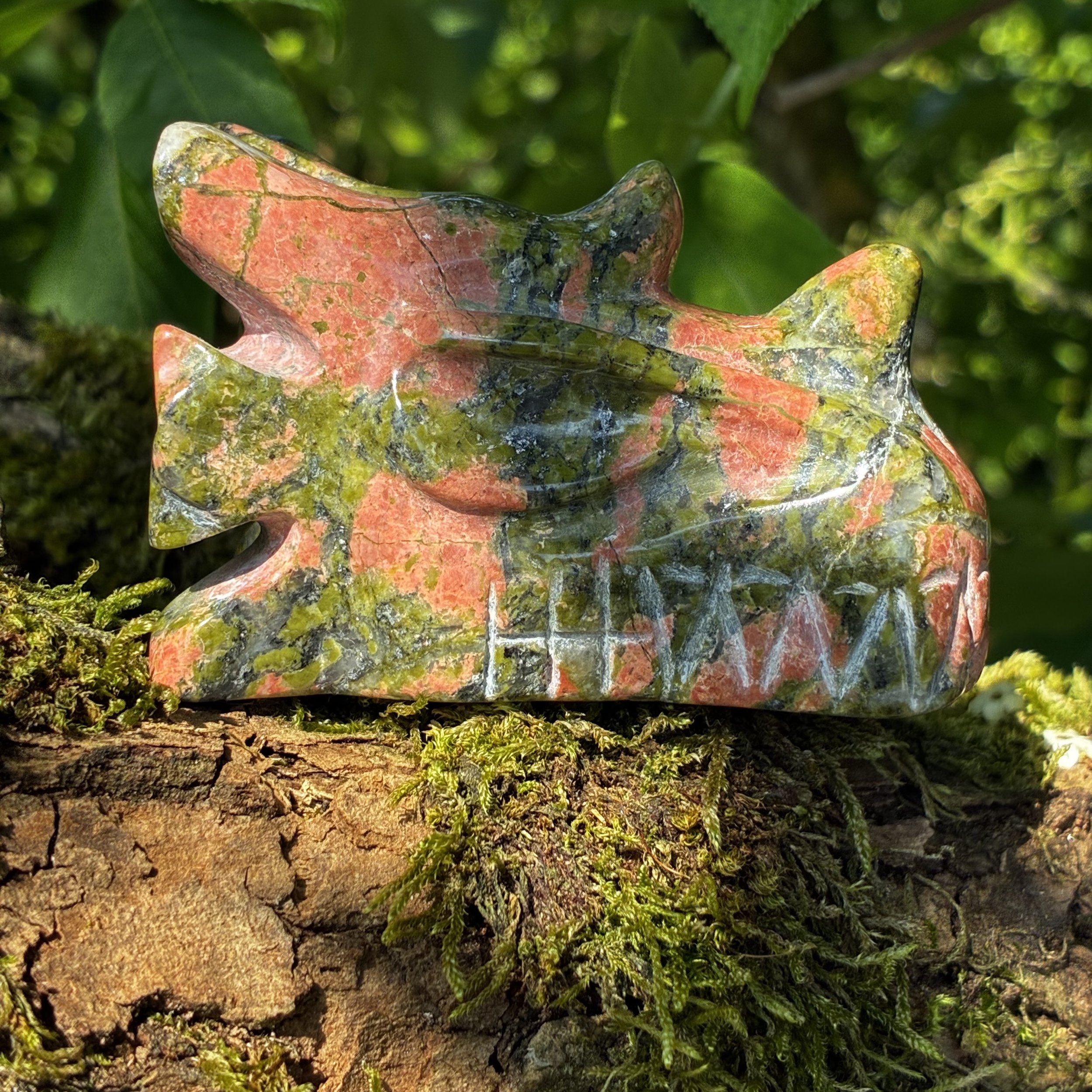 Unakite Dragon Carving – Brazil, 203g