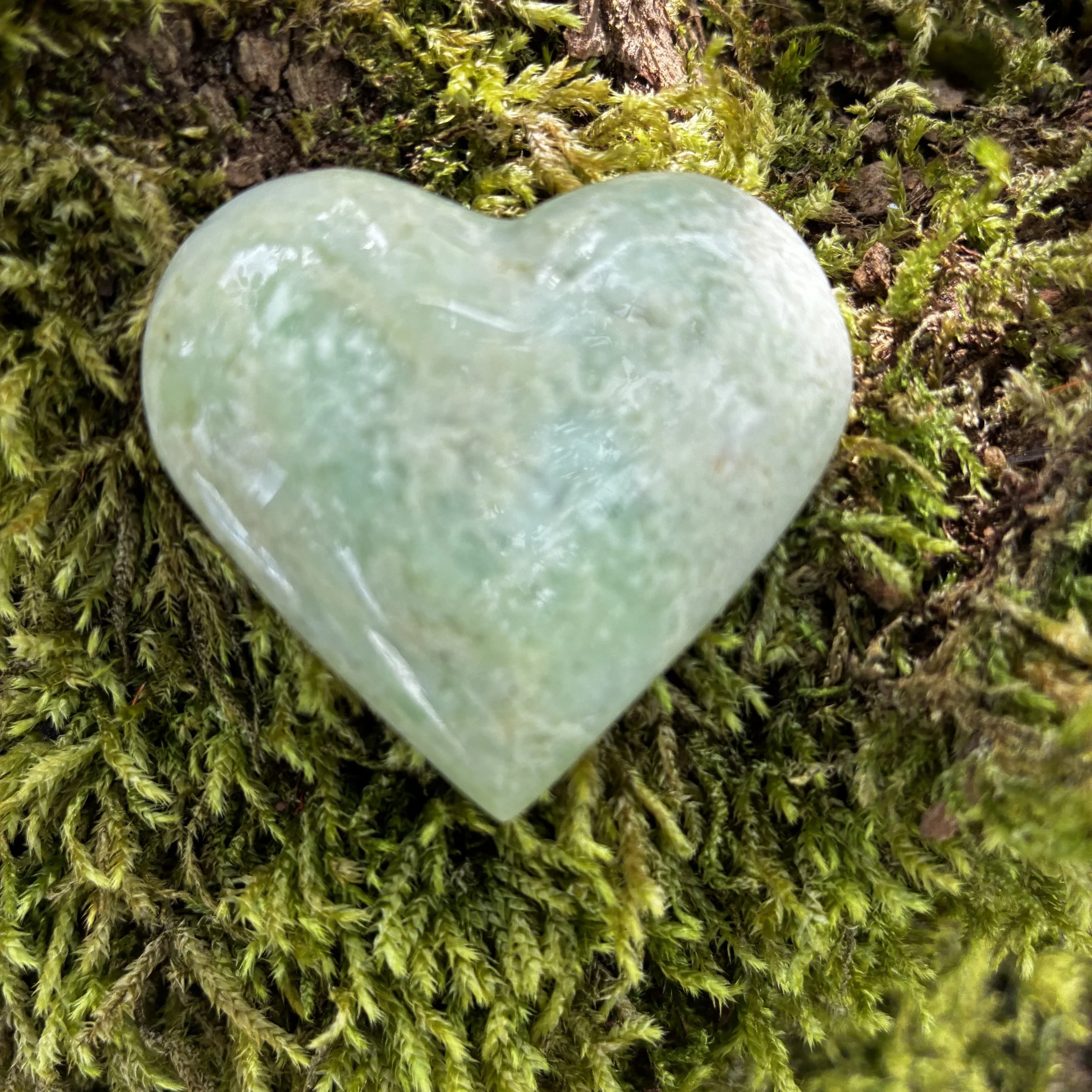Chrysoprase  Crystal Brazilian Carved Heart, 42g