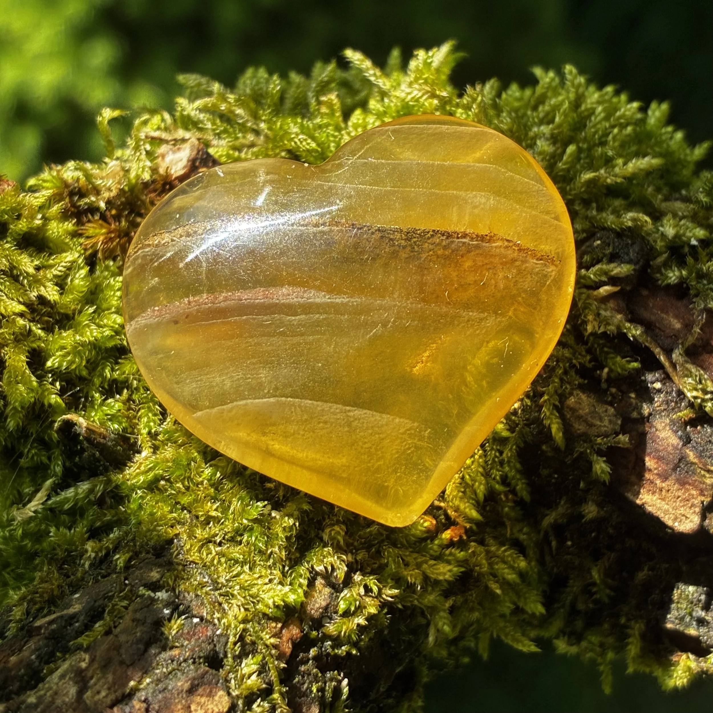 Yellow Fluorite Crystal Brazilian Carved Heart, 20g