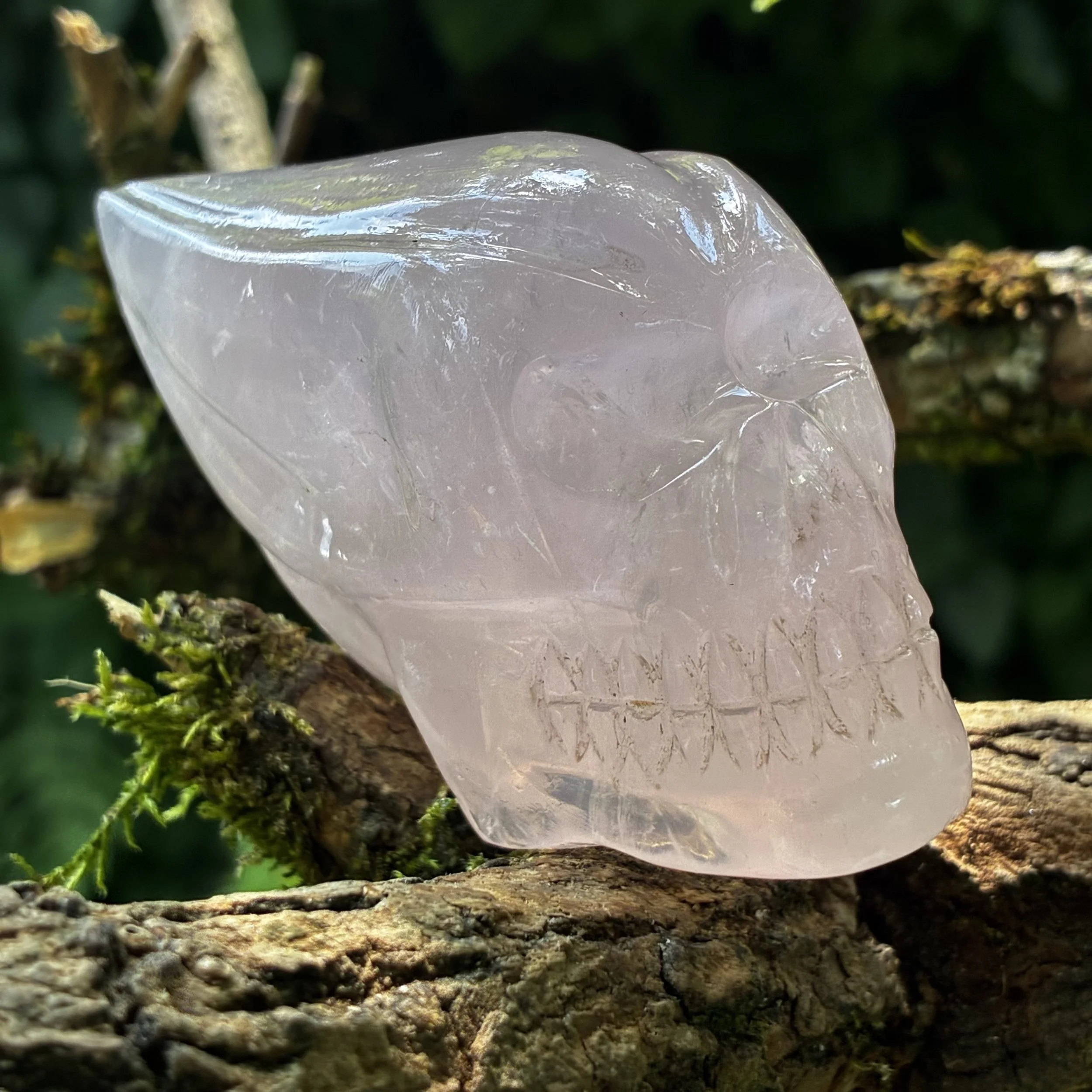 Brazilian Rose Quartz Traveller Skull – 208g