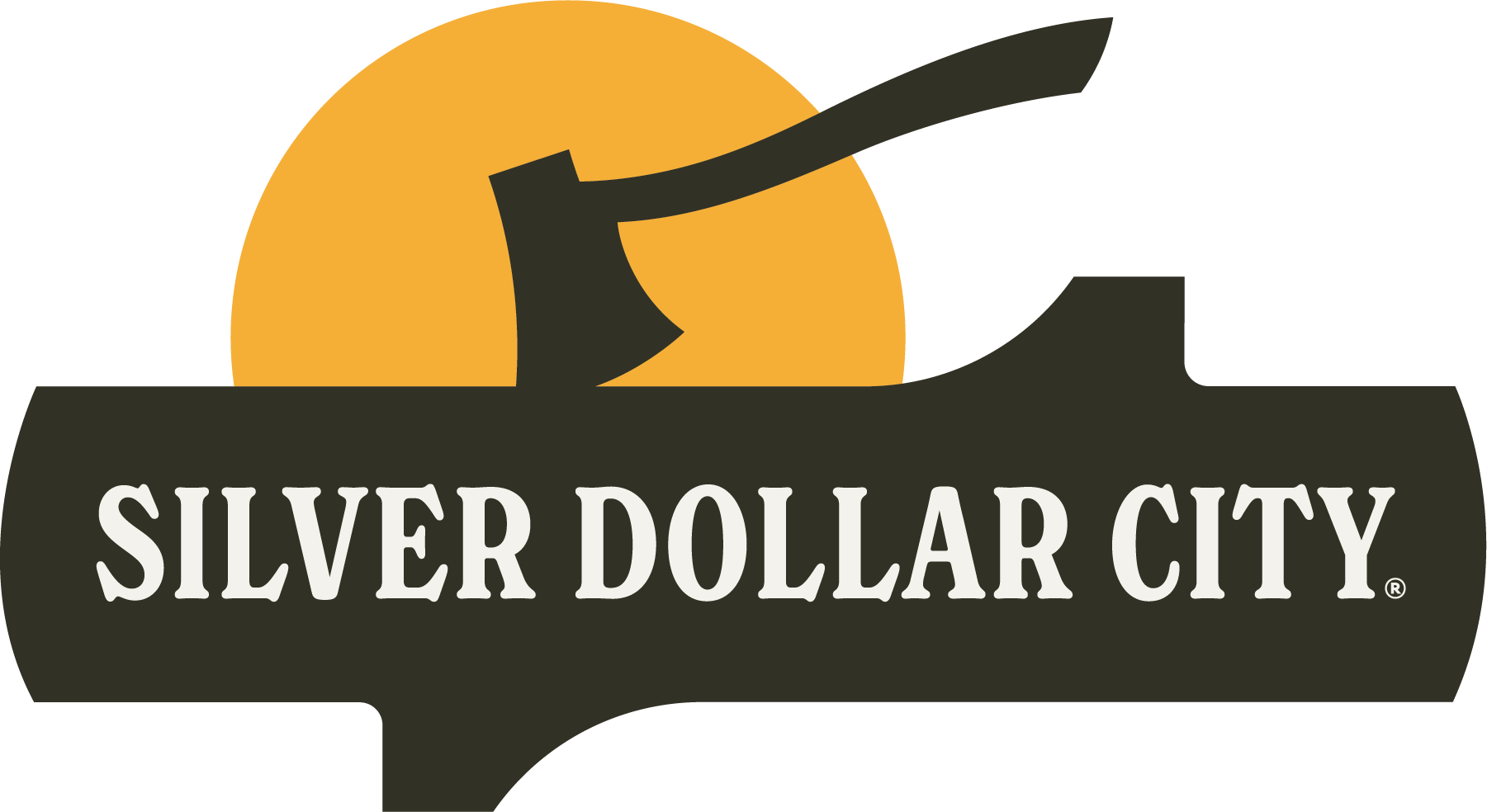 Silver Dollar City logo featuring a stylized gold dollar sign and text.