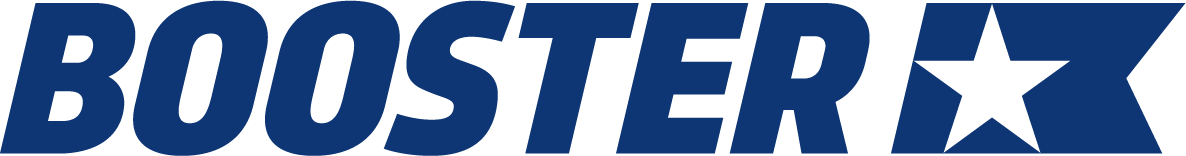 The BOOSTERX logo in dark blue text with a star replacing the letter X.