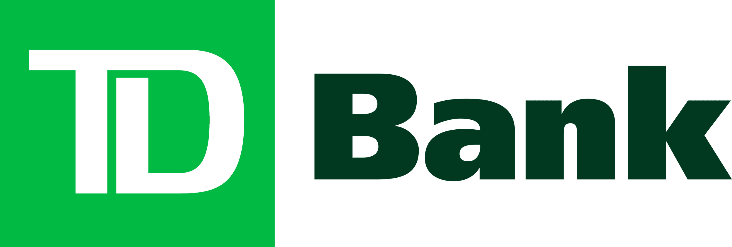 TD Bank logo with green square and black text.
