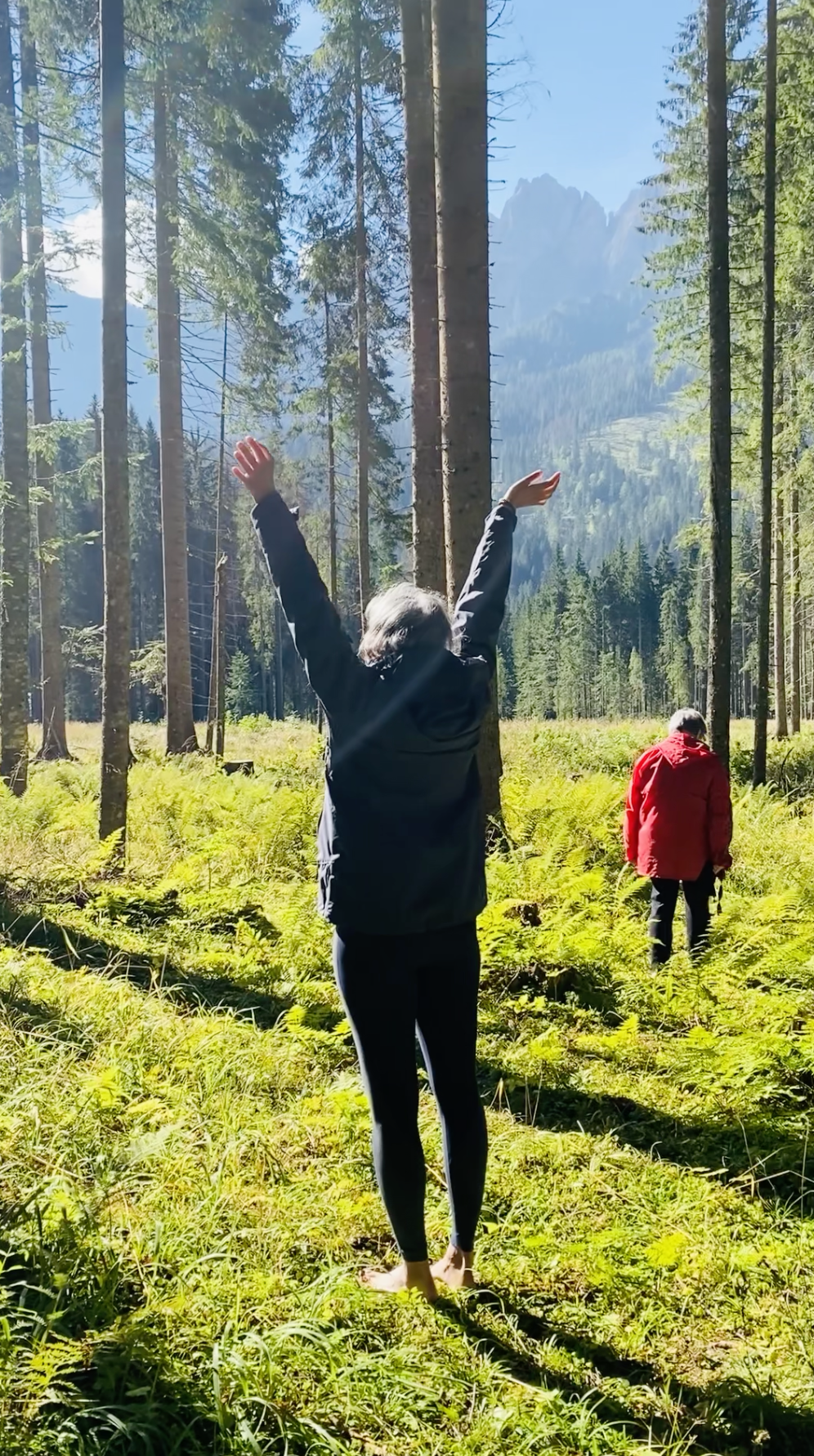 Person breathing and stretching