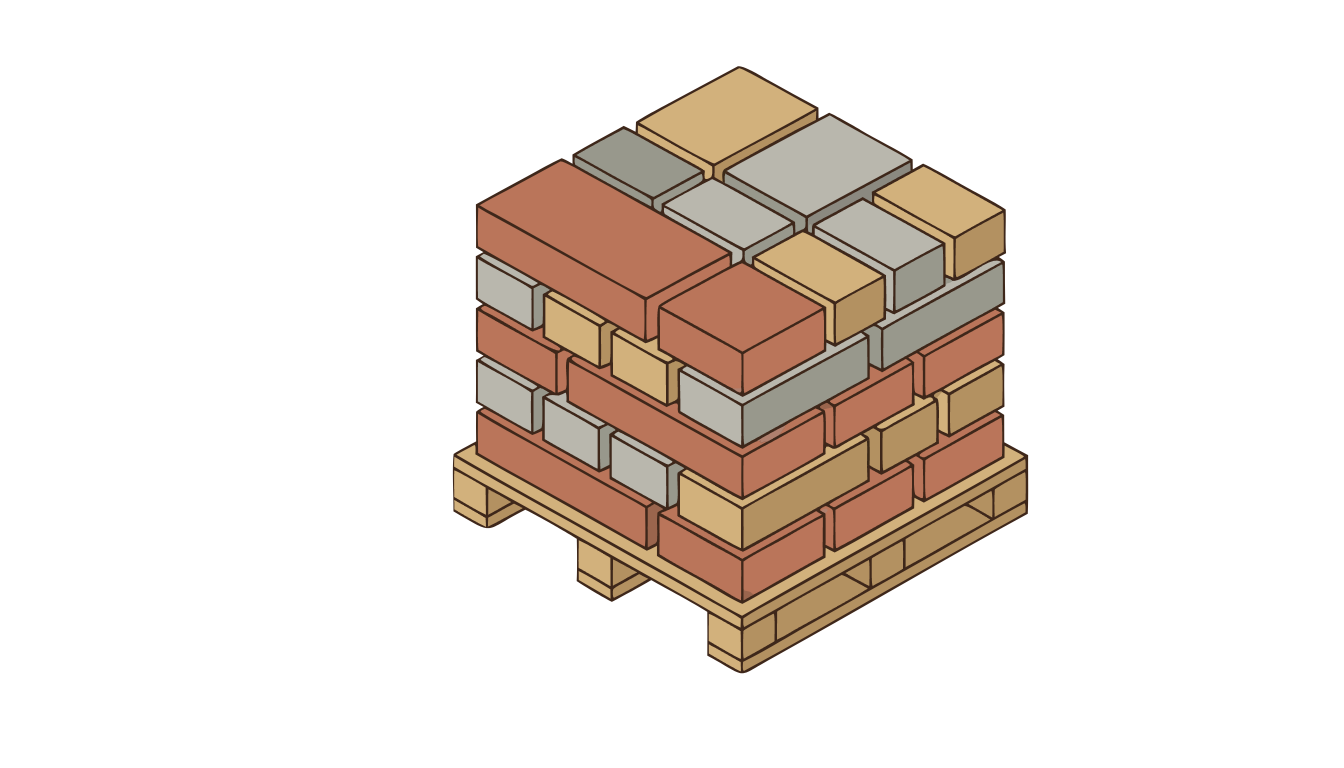 Hergebruikte straatstenen opgestapeld
