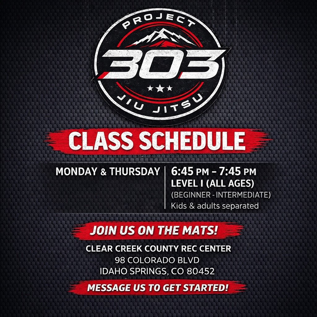 Start Jiu Jitsu May 11th in Idaho Springs 🥋

We&rsquo;re now offering Level I classes (Beginner&ndash;Intermediate) at the Clear Creek County Rec Center.

✔️ No experience needed ✔️ Kids &amp; adults welcome (grouped by size) ✔️ Supportive, beginner