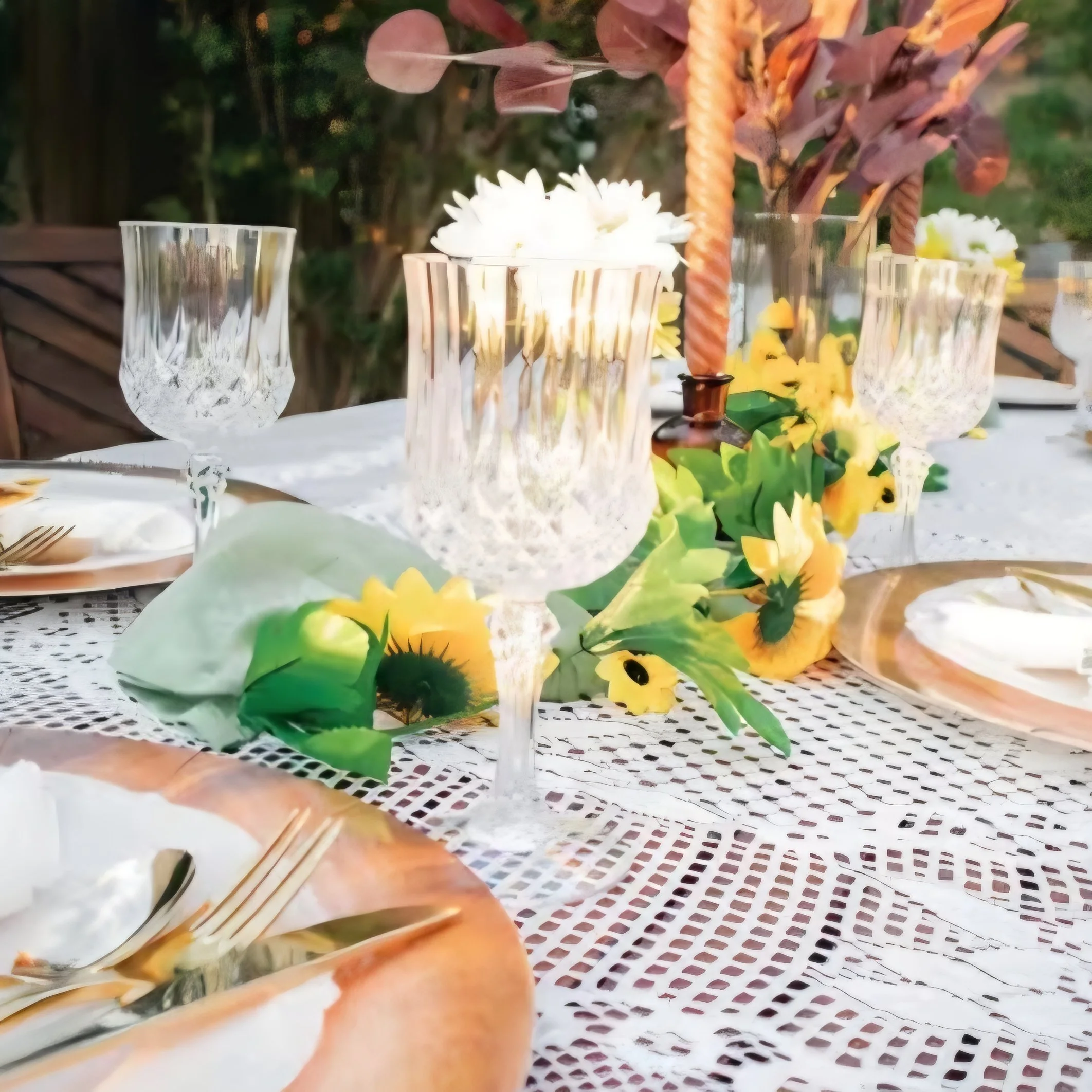 Crystal-Cut Wine Glass/ Water Goblet - 10 Pack