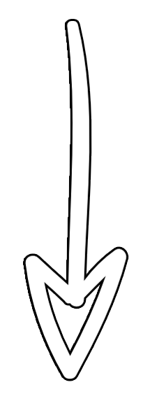 White arrow pointing downward on black background.