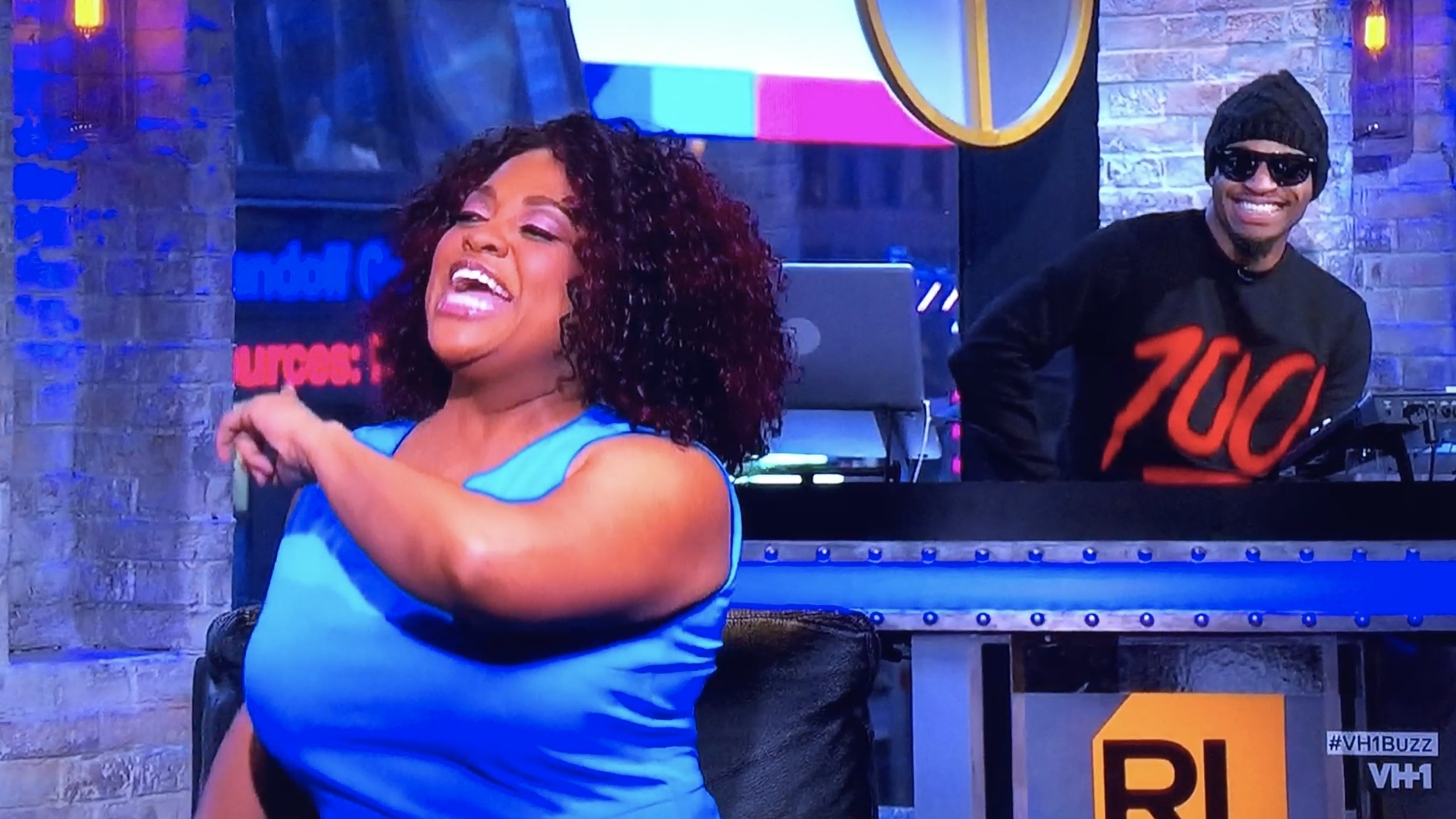 Rob Lewis, with Sherri Shepard, on the set of the VH1 show "Big Morning Buzz Live".