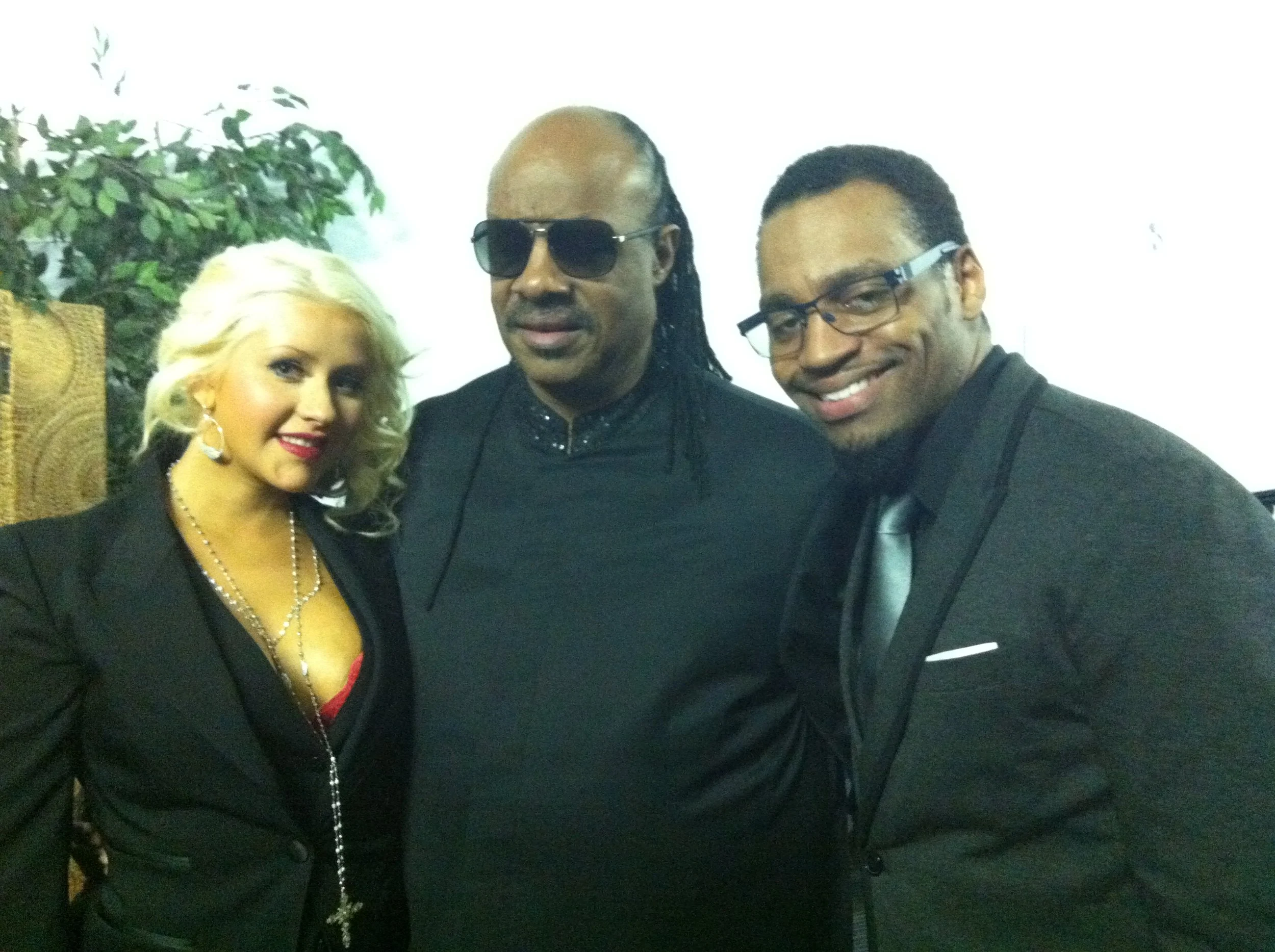 Rob Lewis with Christina Aguilera and Stevie Wonder