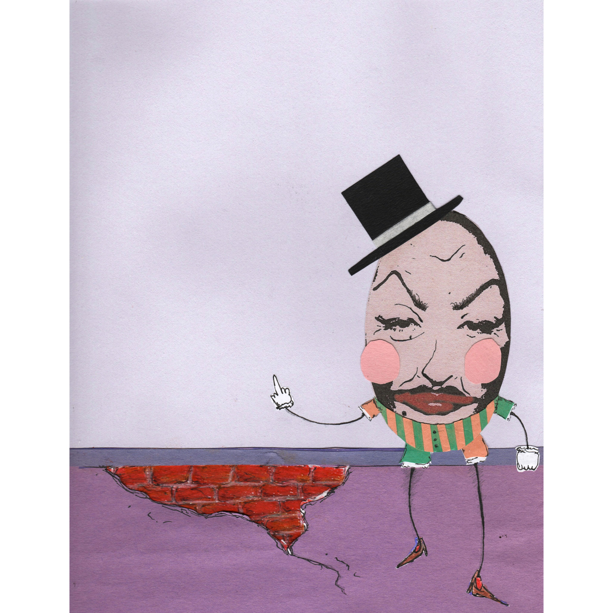 "Humpty 1"
self portrait collage
paper, ink, and tape on paper
9x12"