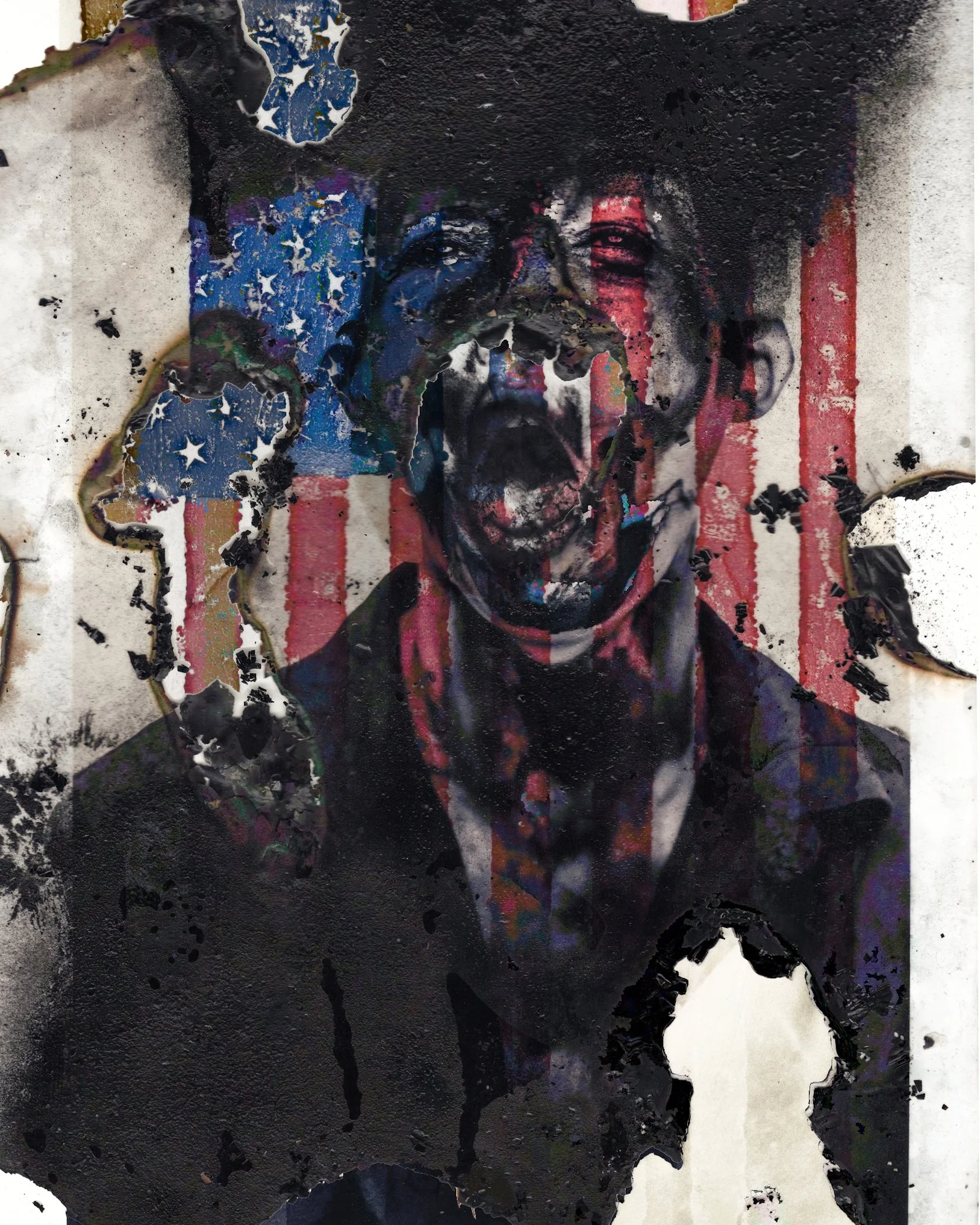 "Lies and Falsehoods"
self portrait photograph
ink on burnt paper
8.5x11"