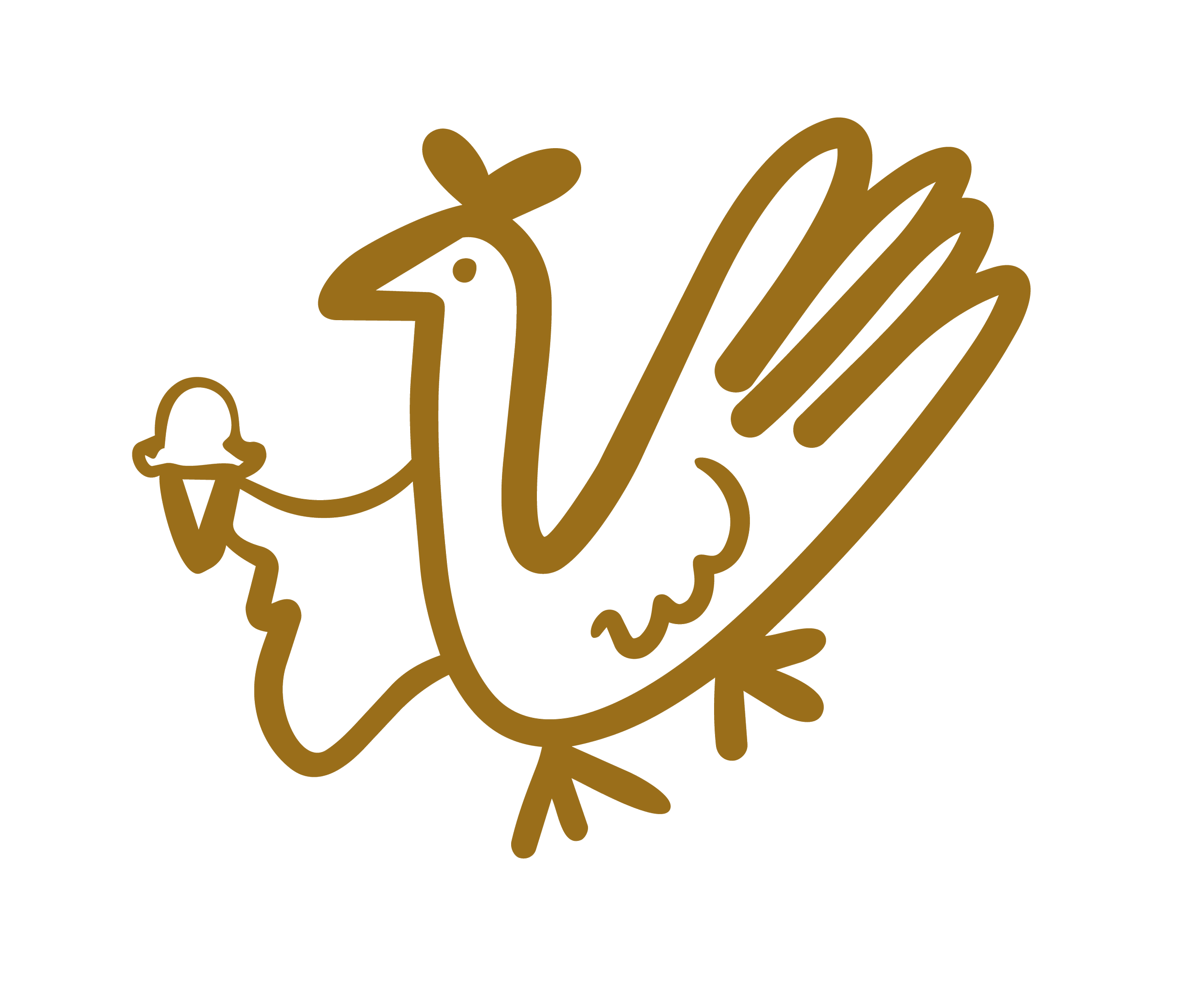 Gold chicken drawing holding an ice cream