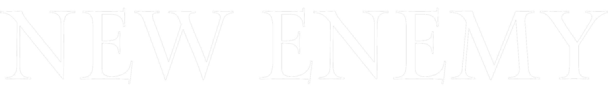 Text reading 'New Enemy' in bold, white, all caps font on a black background.