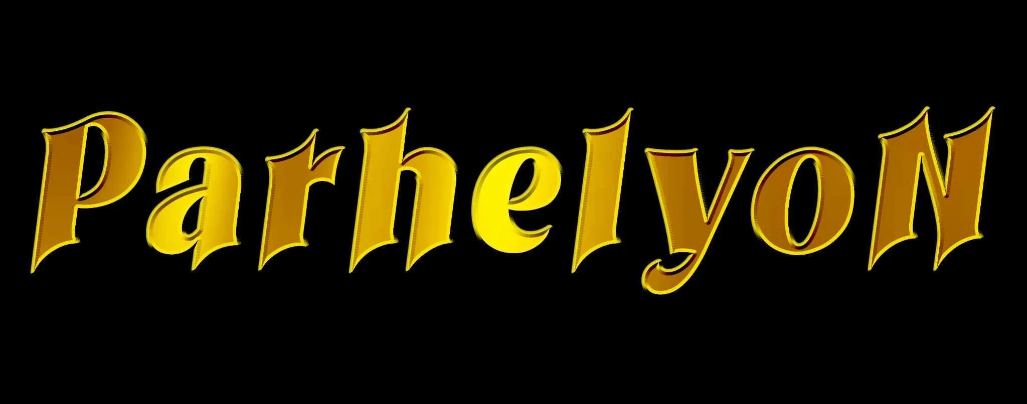 The word 'Parhelion' written in large, yellow, stylized gothic font on a black background.