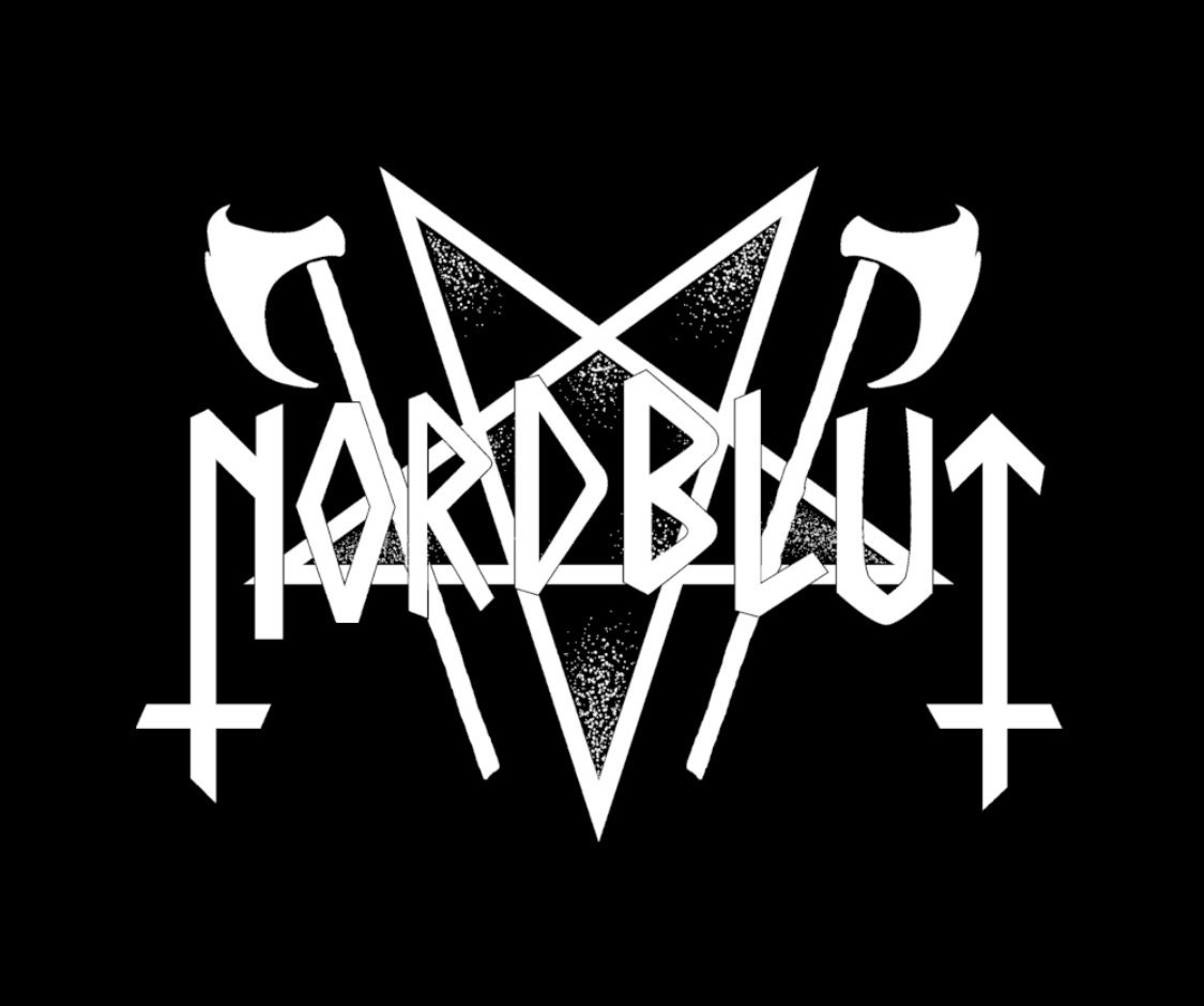 Black background with white text reading 'HARD BLAST' upside down crosses, and a pentagram with a star and dots inside.