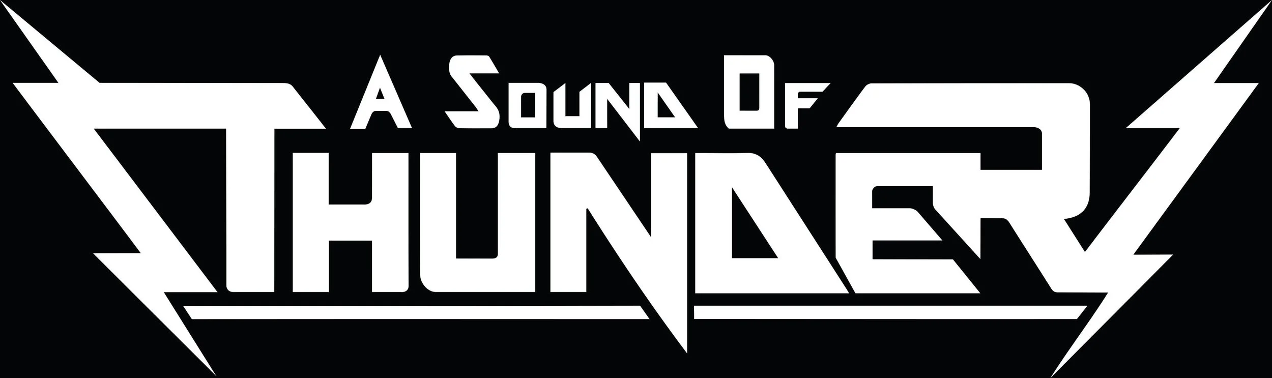 Black background with white stylized text reading "A Sound of Thunder" in a bold, jagged font.