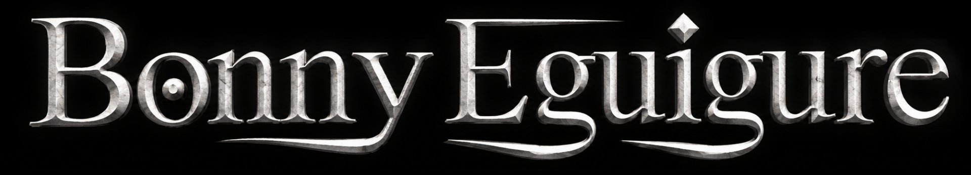 3D metallic text that says "Bonny Egauire" on a black background.