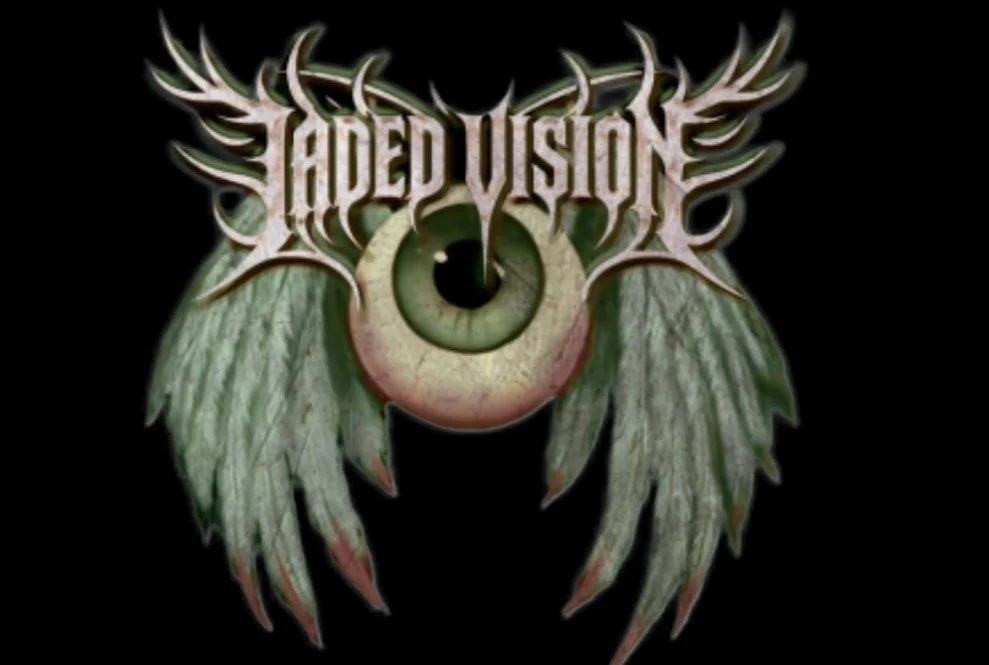 Logo for Haded Visions featuring a large human eye with wings and antlers