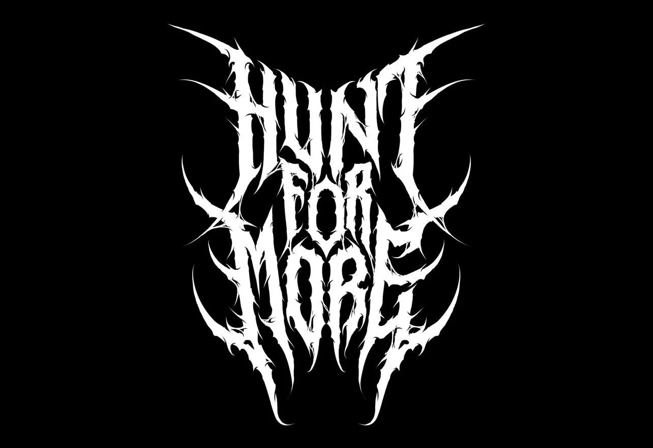 Stylized white logo with sharp, jagged edges on black background