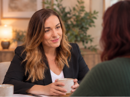 A behaviour specialist in a consultation with a parent.