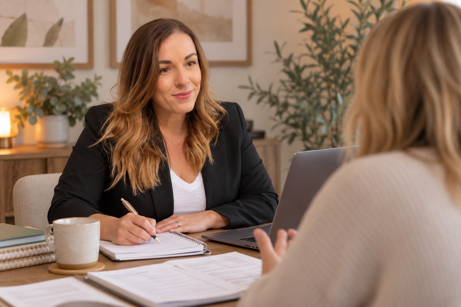 A behaviour specialist in a consultation with a parent.