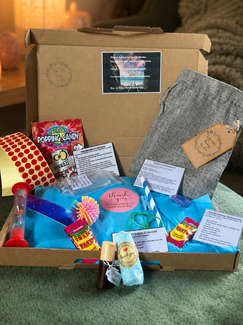 Self Help Self Harm Recovery,  Mental Health Crisis Support Care Kit with small blood roller