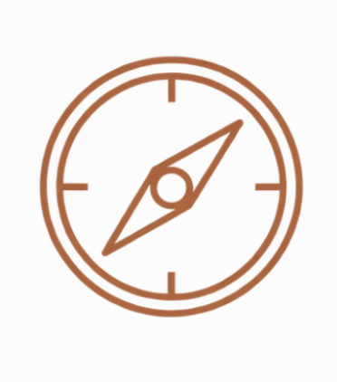 Illustration of a compass showing north-east direction.