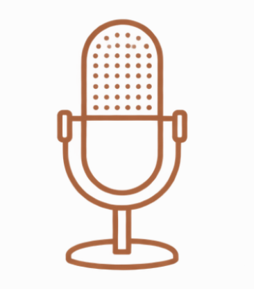 Icon of a vintage-style microphone with a rounded top and stand.
